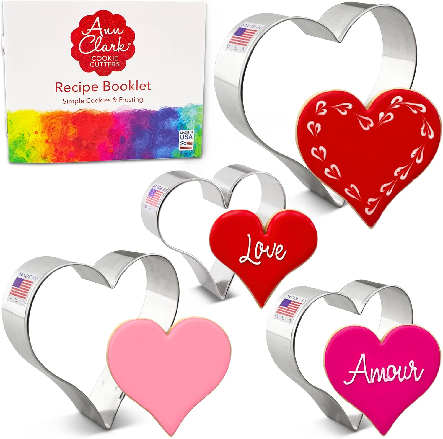 Heart Cookie Cutters 4-Pc Set Made in USA by Ann Clark, 2.75", 3.25", 3.75", 4" image number 2