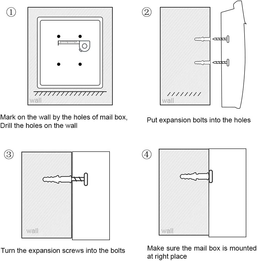 Decaller Metal Wall Mounted Mailboxes with Key Lock, Large Mail Box with Newspaper Compartment, Black, 13" X 14 2/5" X 4 1/5" image number 6