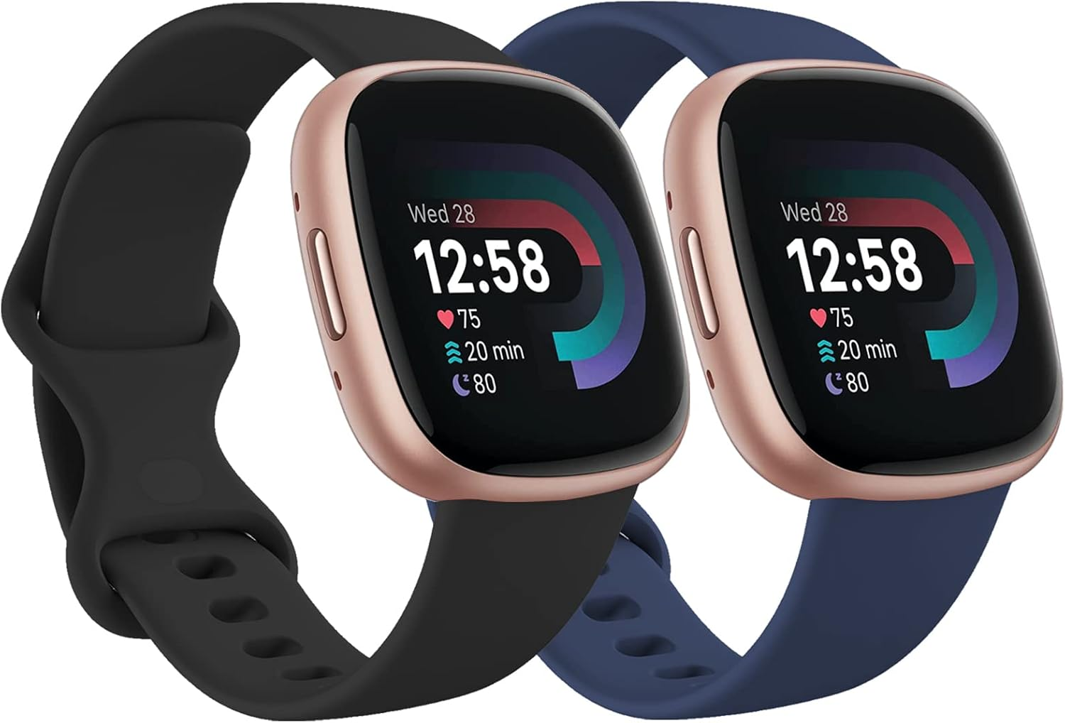 Band for Fitbit Versa 4 Versa 3 Bands, Sense 2 Band & Sense Band, Soft Silicone Sport Watch Strap Replacement Wristband for Fitbit Versa 4 / Versa 3 / Sense 2 / Sense, Women Men Small Large, 2 Pack