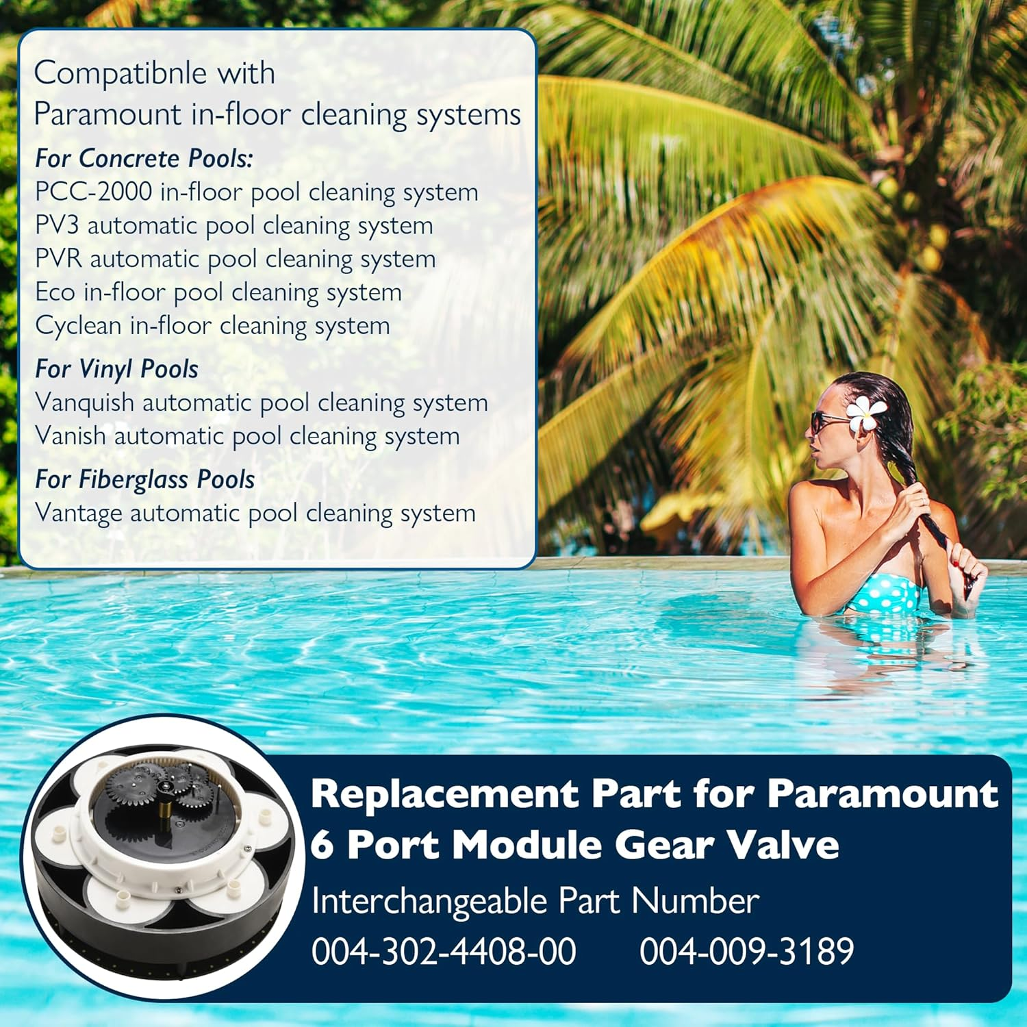 Gunneran 6 Port Gear Module Water Valve Replacement for Paramount, 004-302-4408-00 Floor Pool Cleaning, Valve Shell Oring, image number 1