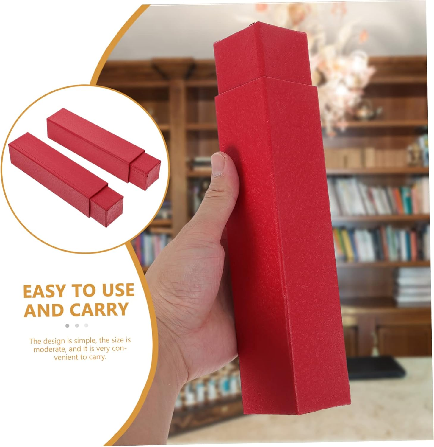 2Pcs Photo Storage Box Scroll Painting Cases Calligraphy Scroll Holder Storage Box for Painting Garden Craft image number 3