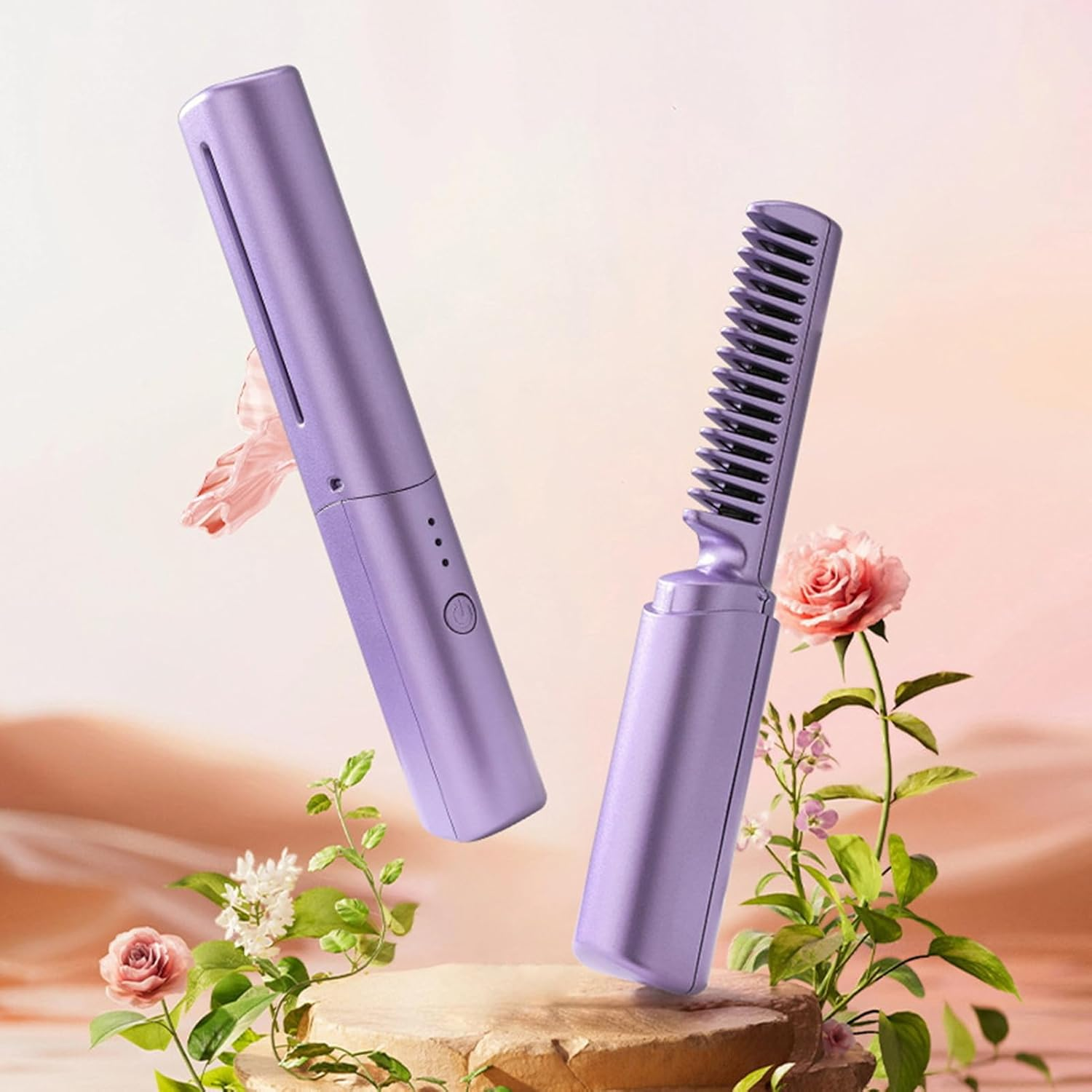 Pack of 2 Hair Straightener Brush, 2-In-1 Electric Comb Hair Straightener Straightener Brush with Ion Technology, Straightener Comb for Wet and Dry Hair for Travel and Home Use