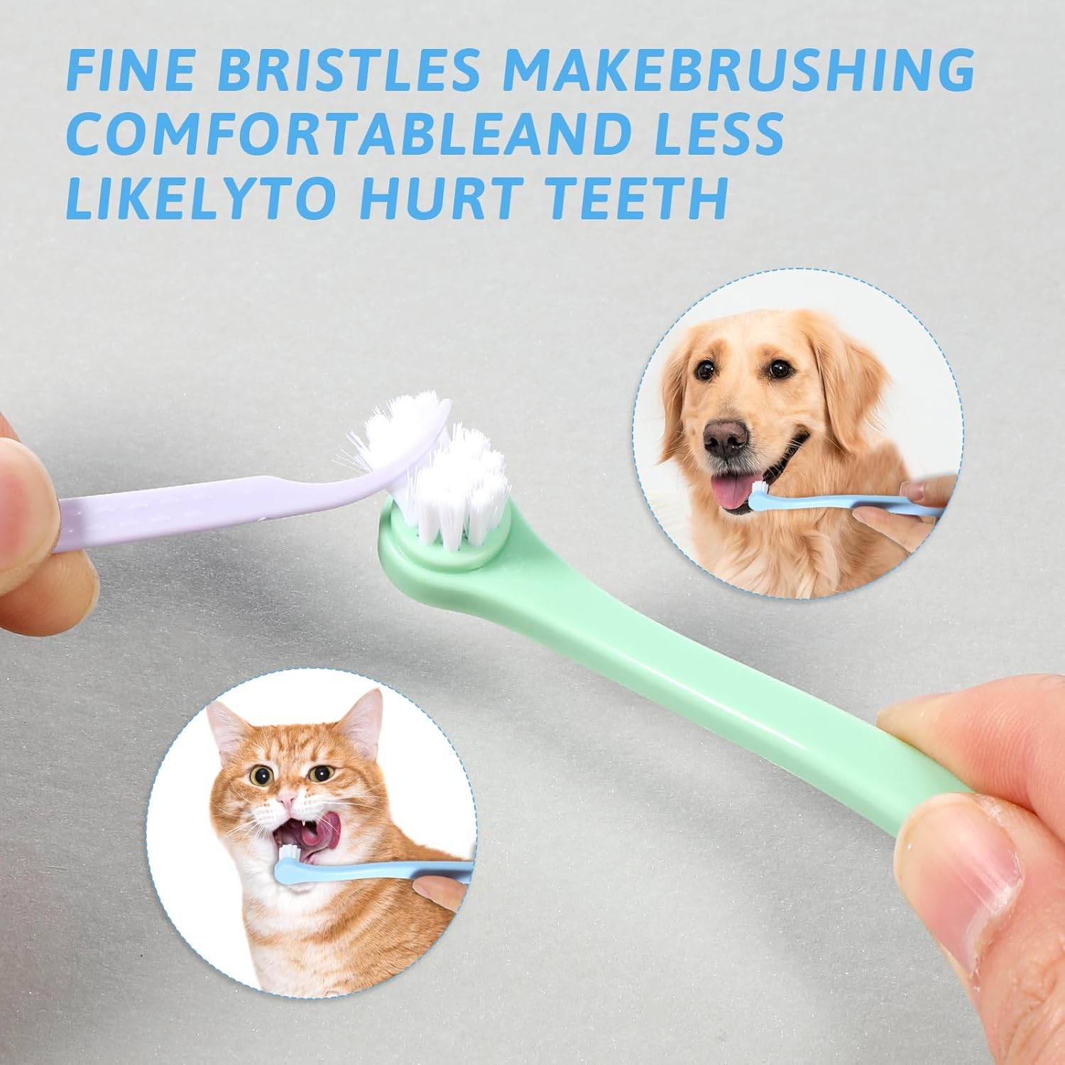 2 Pack Small Dog Toothbrush Cat Tooth Brush Pet Toothbrush Puppy Toothbrush Mini Head Soft Dog Toothbrush Deep Clean Kit, Portable Travel Friendly and Easy to Use for Puppy, Kitten, Small Dog & Cat image number 5