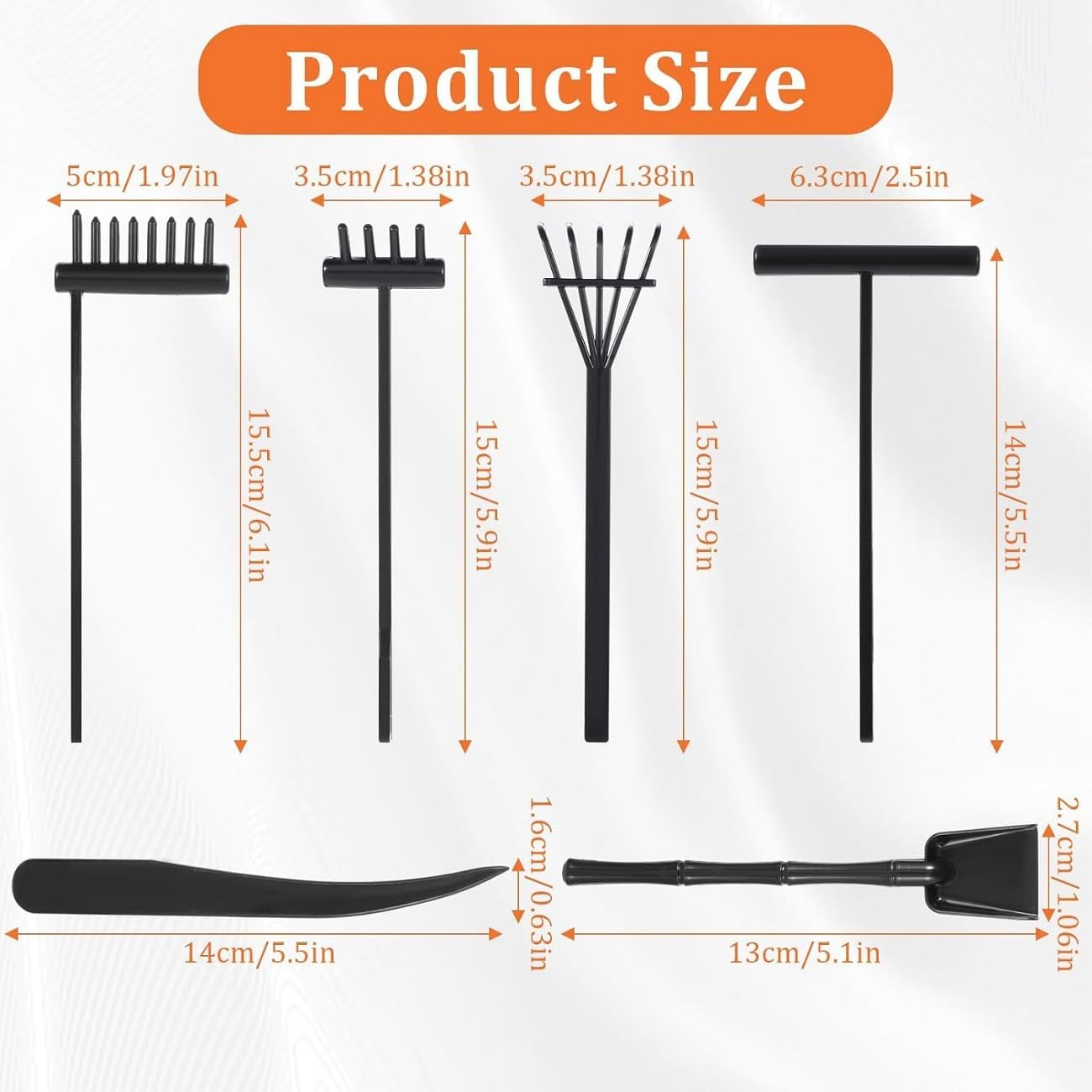 WADY 6-Piece Zen Garden Sand Rake Tools Set,Decorative Crafts Accessories for Sand Table & Meditation, Complete Zen Garden Kit with Rakes, Combs & Sculpting Tools (Black) image number 3