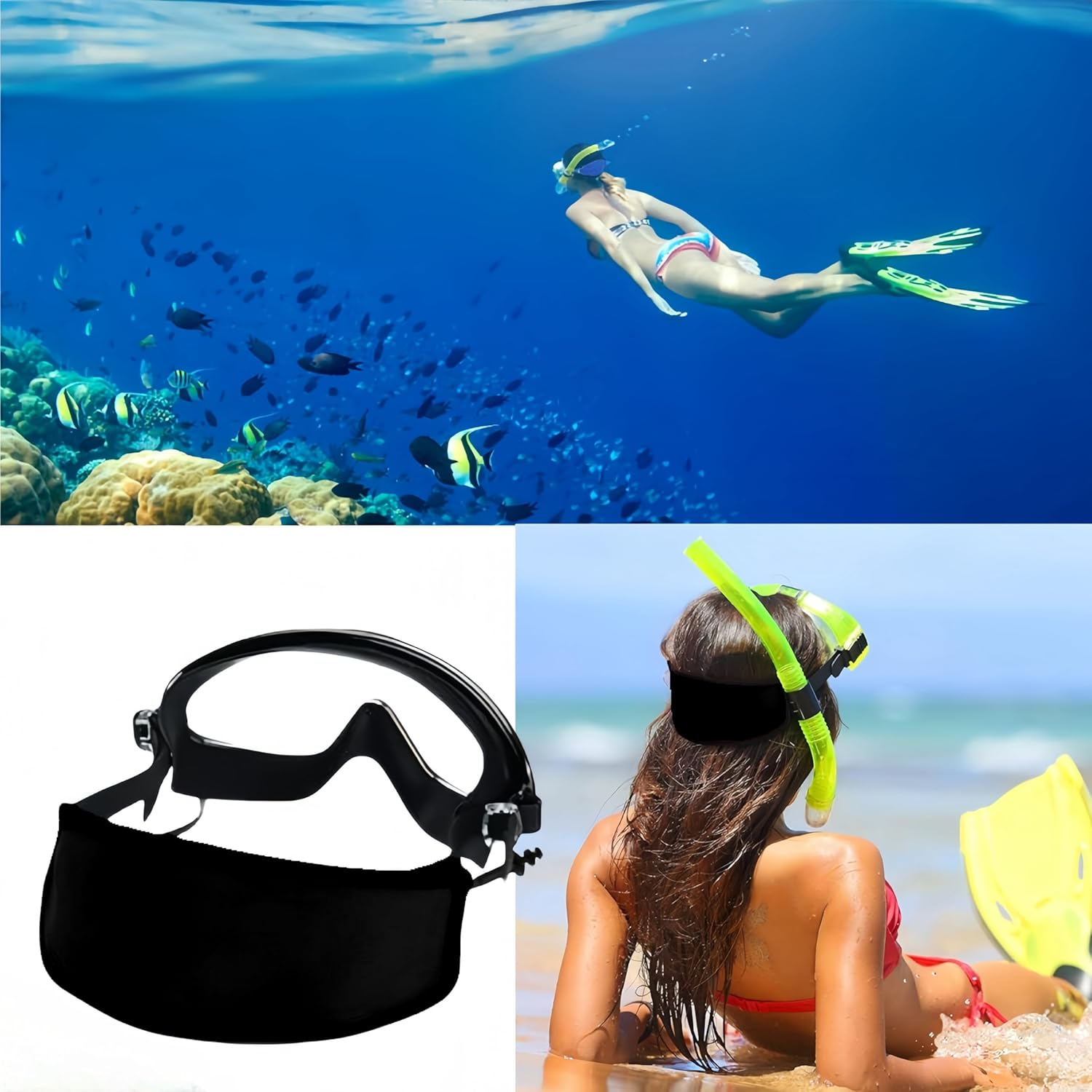 Wizefolk Dive and Snorkel Mask Strap,Cover Dive Strap, Neoprene Swimming Waterproof Hair Protector Wrap for Men and Women Water Sports image number 1