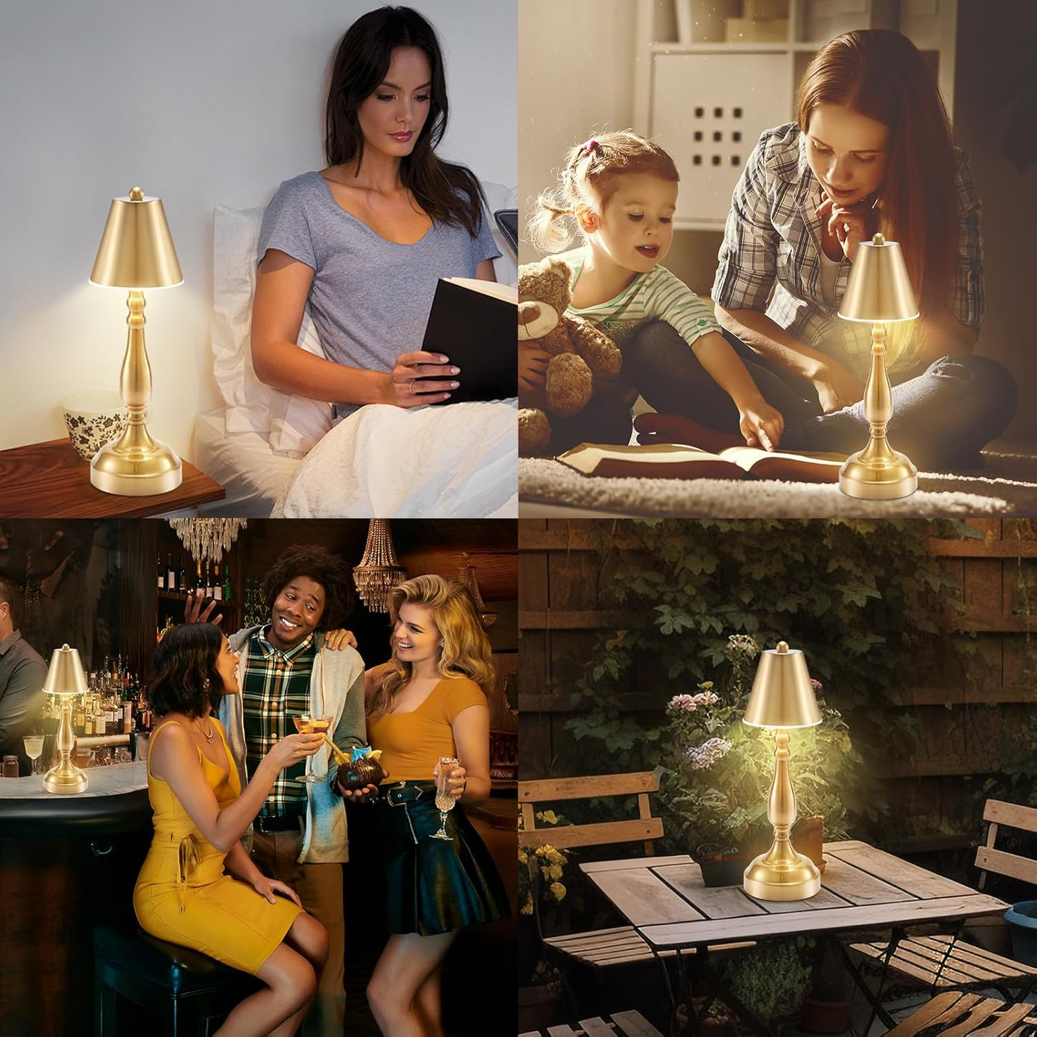 Rechargeable Cordless Table Lamp for Restaurant Dinner Table, 5000Mah Battery Operated Lights, Small Portable 3 Color Stepless Dimming Touch Lamp for Bedroom Kitchen Dining Room Outdoor Patio, Brass image number 6