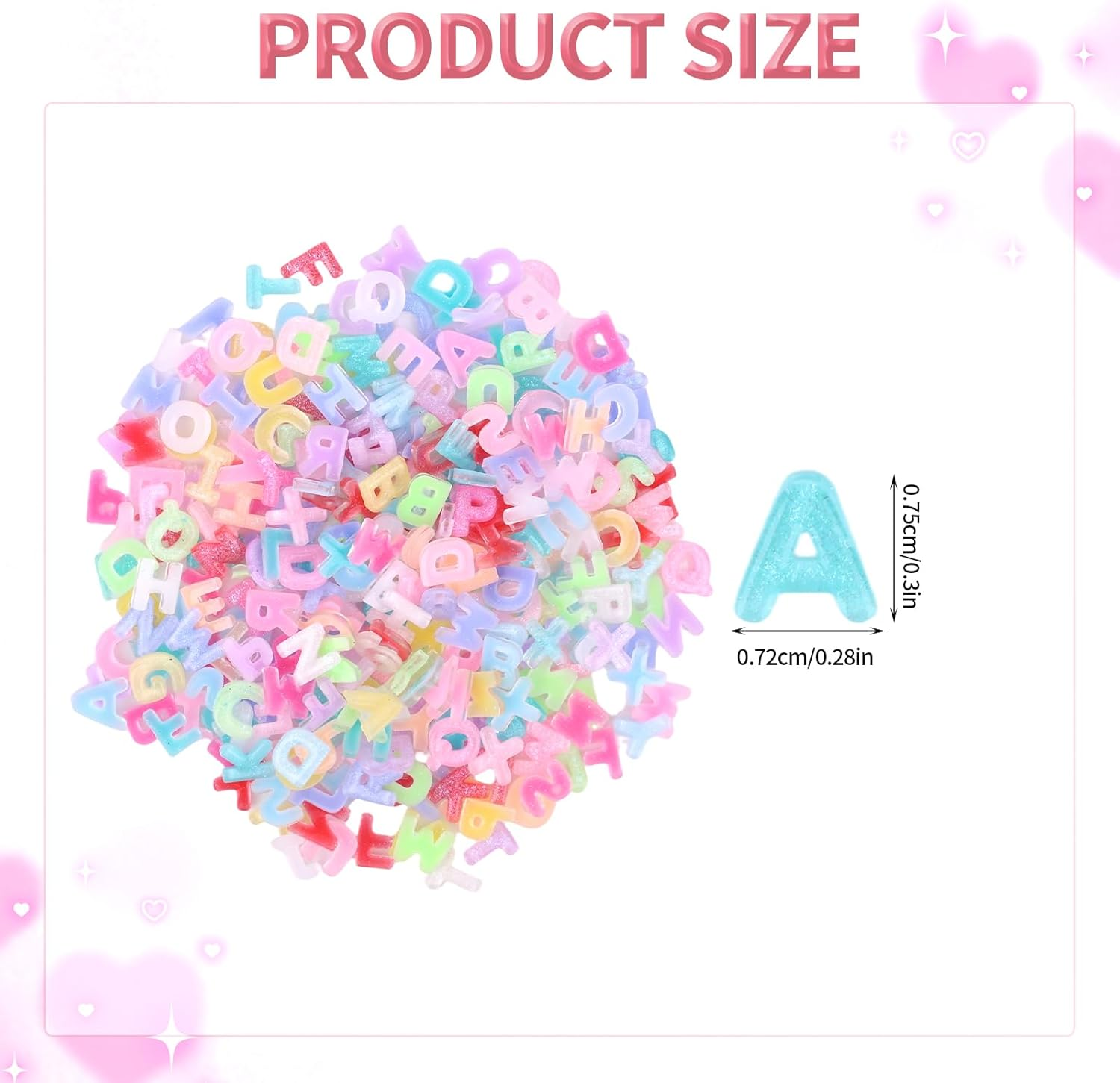 300Pcs Letter Nail Art Charms, Resin Colorful Flatback Alphabet Nail Art Charm Decorations Practical Manicure Accessories for Studio Home DIY Supplies