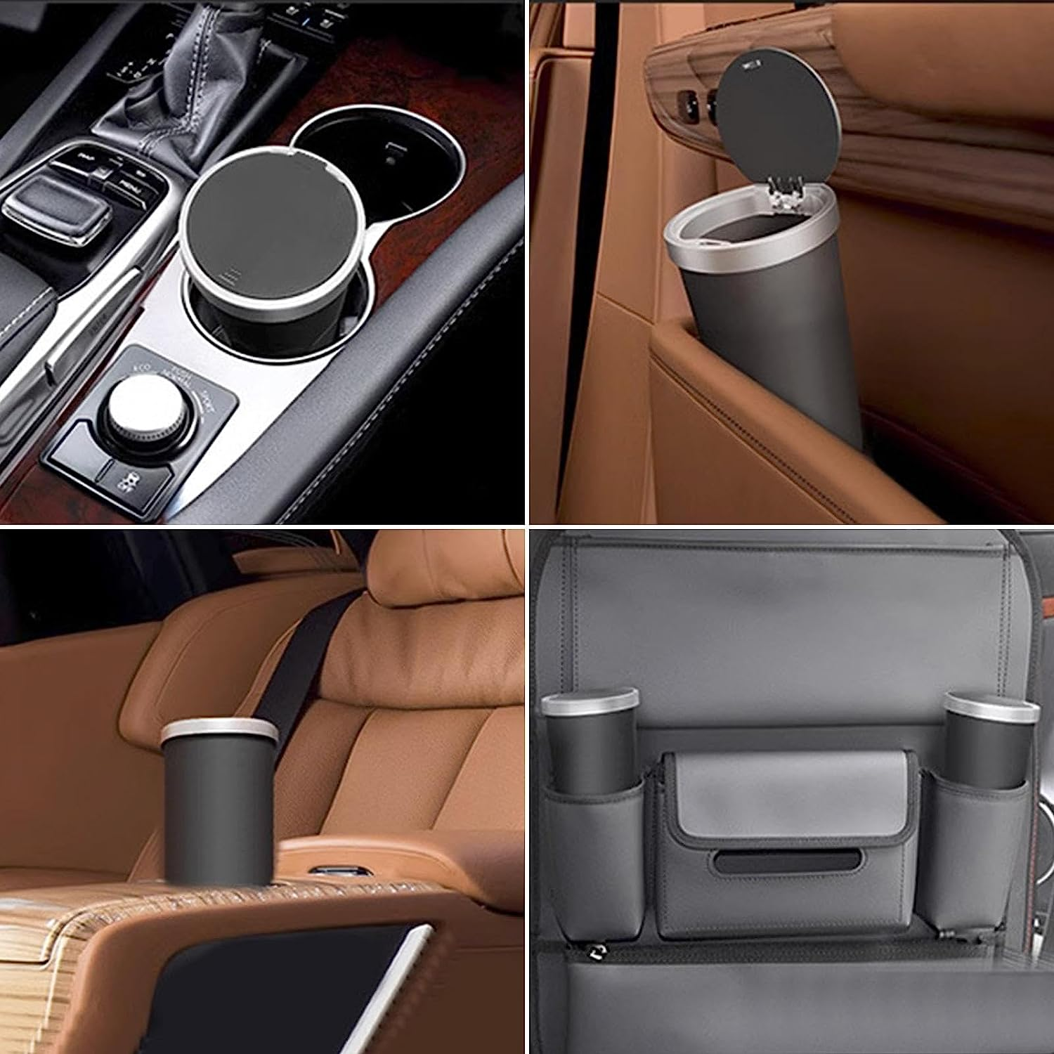 Mini Car Trash Can with Lid, Leak-Proof Car Garbage Can, Durable Car Trash Bin, No-Spill Car Cup Holder, Odor Blocking, for Desktop, Automotive, Home & Car Accessories (Black) image number 6