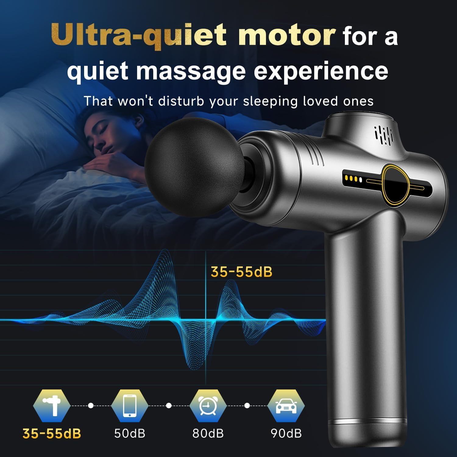 Xkimos Electric Massage Gun,99-Speed Mini Massager Gun with 10 Different Replacement Heads&Led Touch Screen, Deep Tissue Muscle Massage Gun Relaxer for Pain Relief-Legs, Back& Body , Ideal Gifts for Men