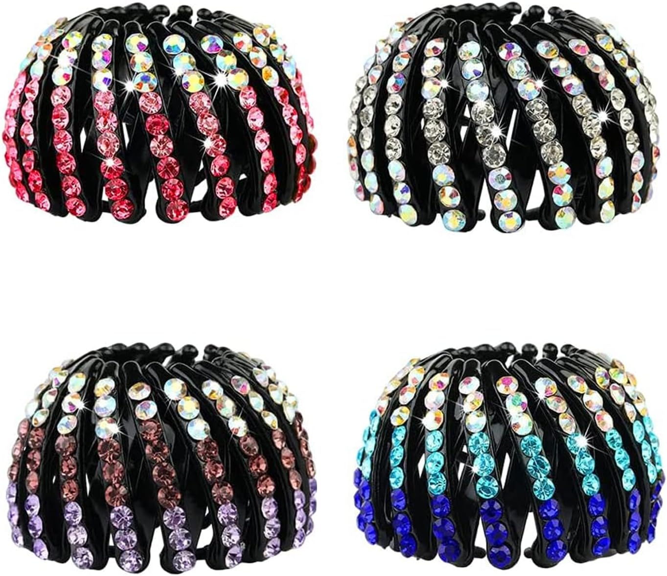 4 Pieces Vintage Bird Nest Hair Clips Rhinestone Expandable Bird Nest Hair Clips Geometric Extendable Hair Loops Ponytail Holder Clip for Girls and Women image number 6