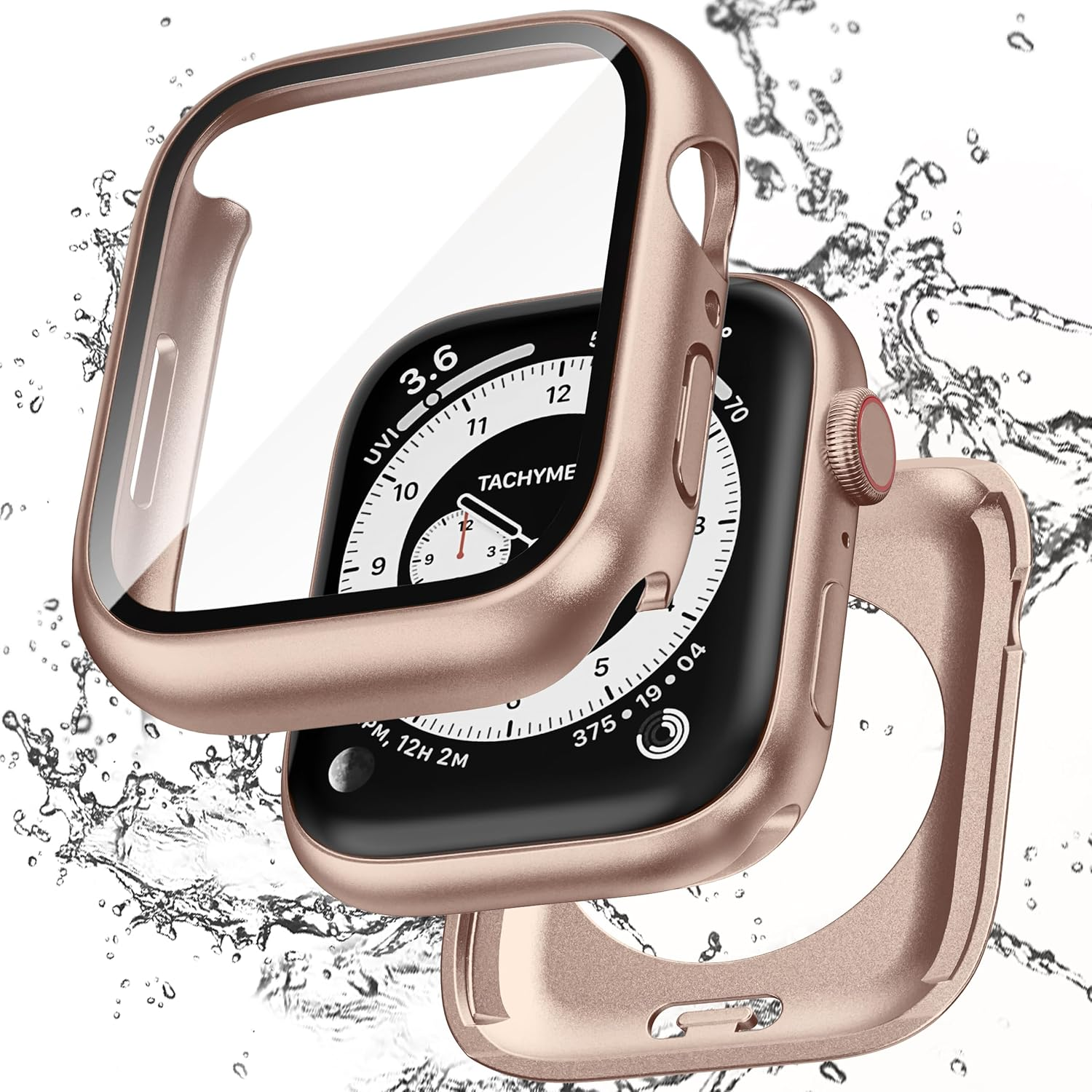 Zumyzu 2 in 1 Waterproof Case Compatible with Apple Watch 40Mm Series 6/5/4/SE with Tempered Glass Screen Protector, Full Coverage Bumper Cover for Iwatch Case 40Mm Starlight