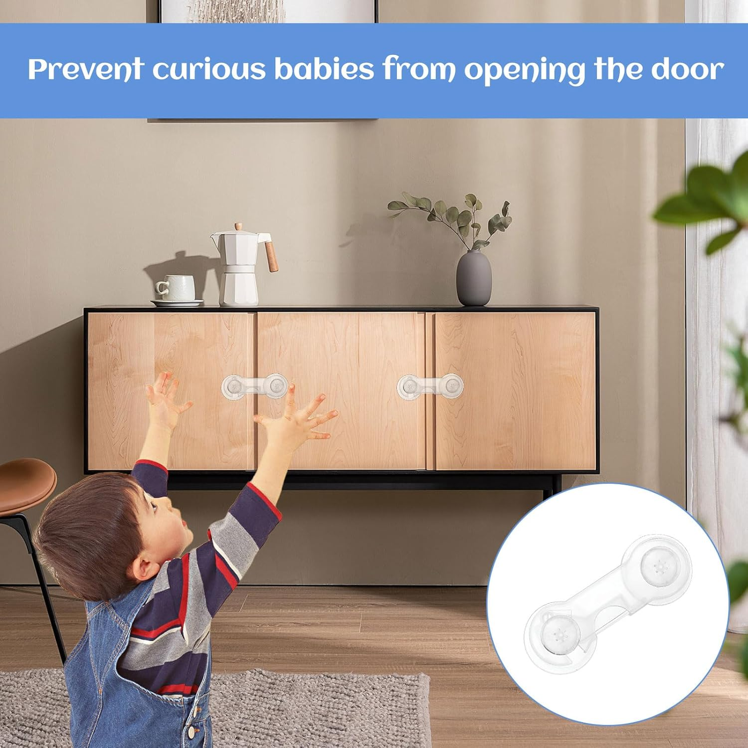 Child Safety Locks, 10Pcs Baby Proof Cupboard Locks, Child Locks for Cabinets and Drawers, Baby Proofing Baby Cabinet Safety Latches with Strong Removable Adhesive Tape, Baby Safety Locks