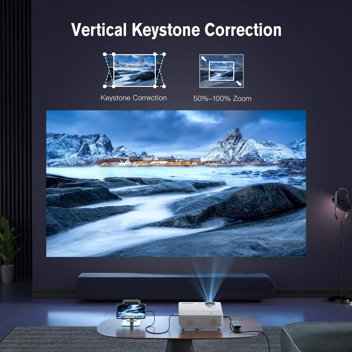 Mini Projector, Portable Video Projector HD 1080P Supported, 14000L Home Projector, Compatible with TV Stick, HDMI, USB, AV, Laptop, Iphone, Android Smartphone image number 2