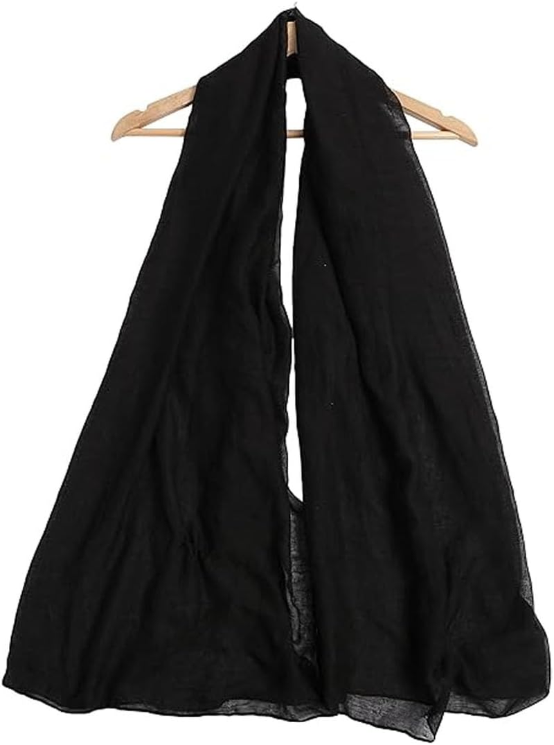 Women'S Cotton Scarf - Light Soft Solid Color Shawl Wrap, 70.8"L&times;35.43"W (180&times;90Cm),Black image number 5