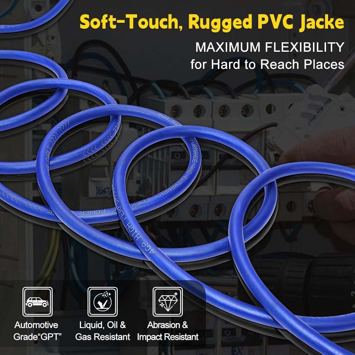 4 Gauge Automotive Battery Cable, 4 AWG Copper Clad Aluminum (CCA) Wire for Car, Truck, RV, Boat, Heavy Duty Flexible 12V Battery Wire, Corrosion-Resistant 4 Gauge Amp Wire Kit 12V Cable Wire image number 2