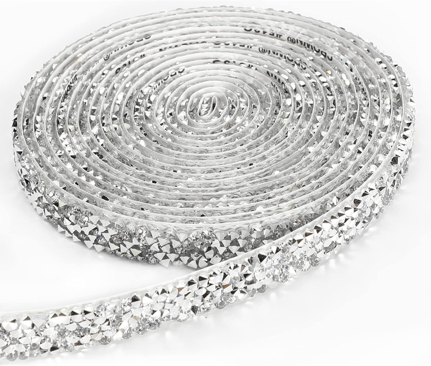 1 Yards Resin Rhinestone Ribbons Self Adhesive Diamond Ribbon Crystal Strips Roll Silver Glitter Resin Diamond Belt Bling Rhinestone Rope for DIY Art Crafts (Silver, One Size) image number 4