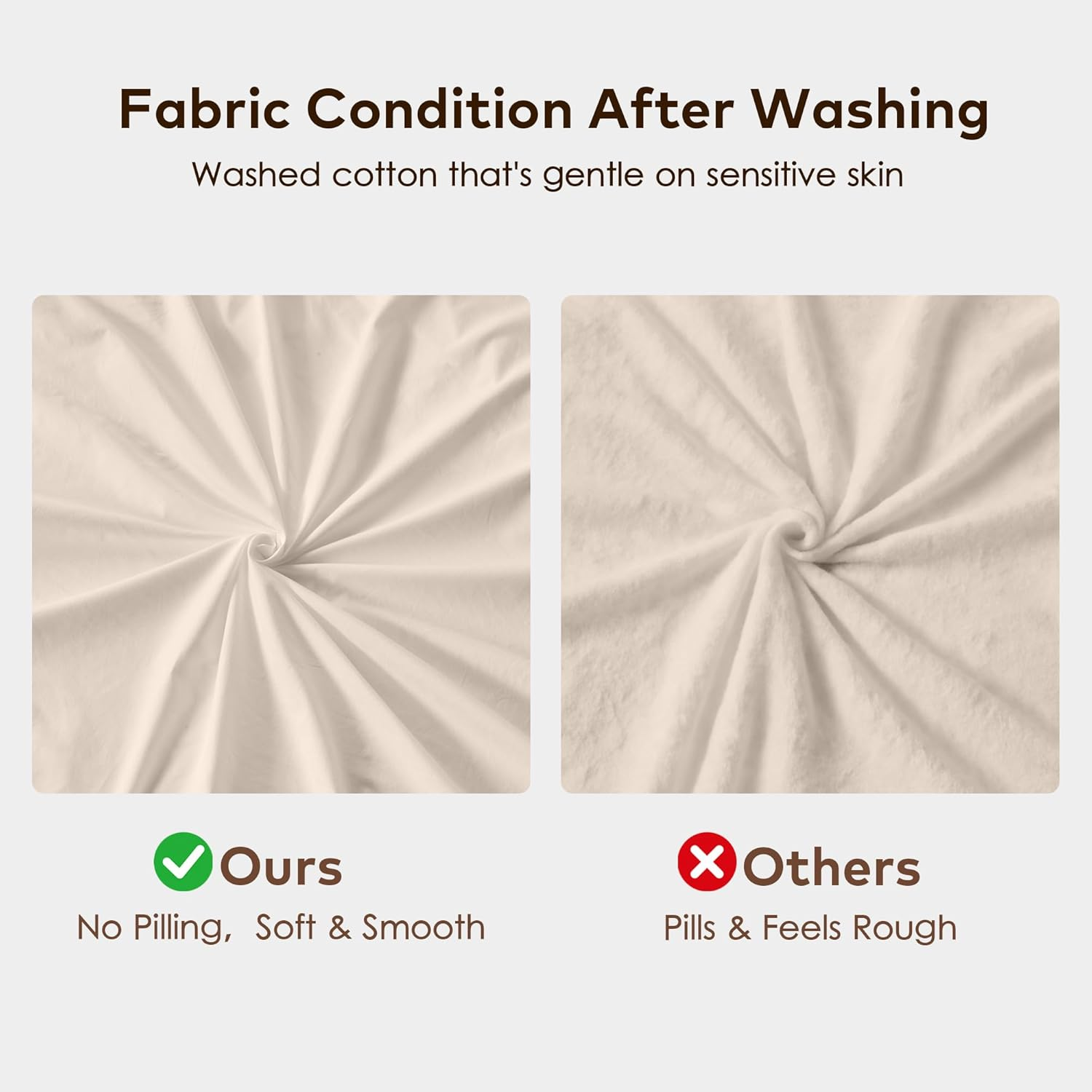 LINENOVA Double Fitted Sheet &ndash; 100% Vintage Washed Cotton - Naturally Soft & Breathable, 40Cm Deep Pocket &ndash; Warm Sand, 1 Piece image number 5