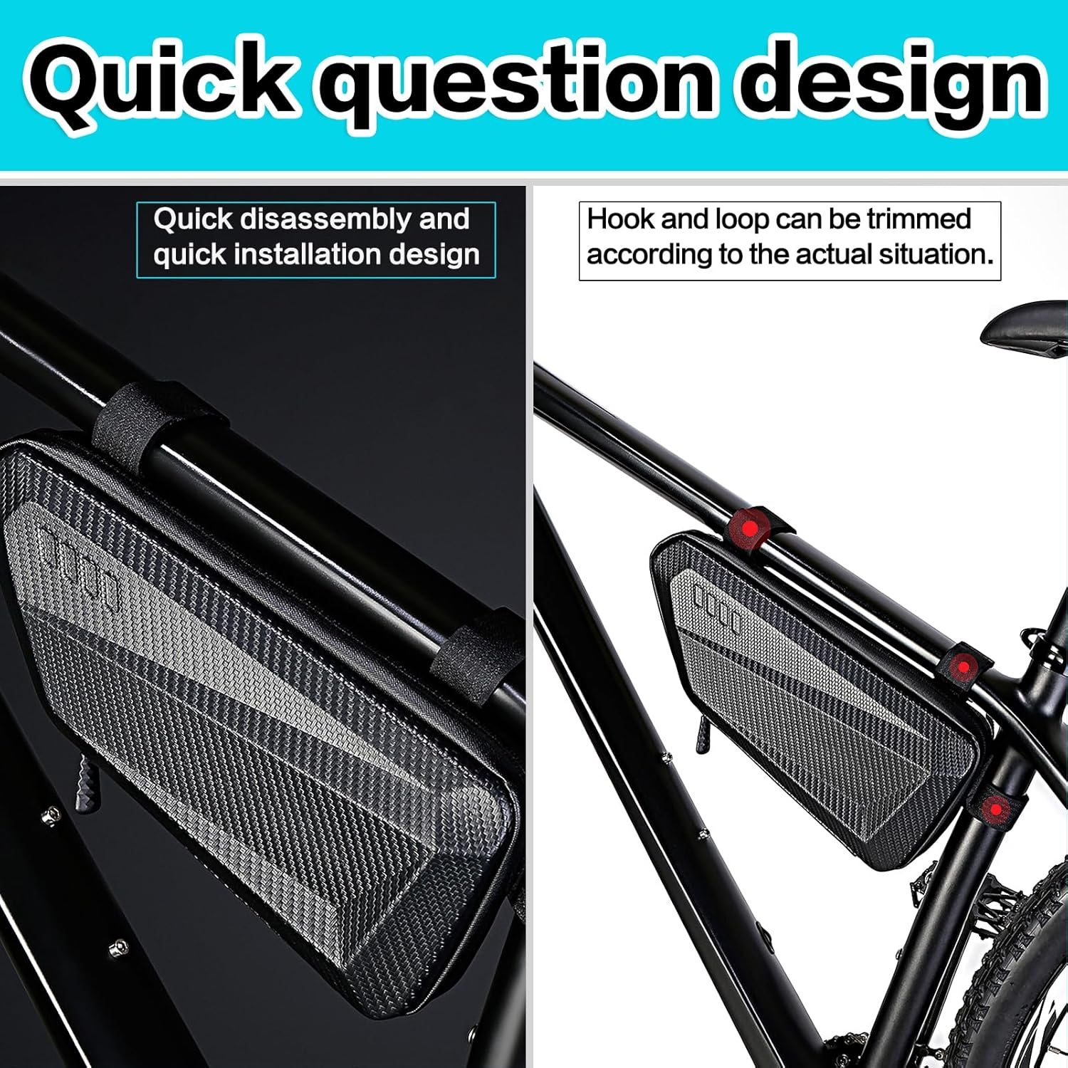 RAPIDSKY Bicycle Hard Shell Triangle Upper Tube Motorcycle Tail Saddle Bag Bike Waterproof Frame EVA Hard Shell Side Hanging Seat Tube Accessories Storage image number 3