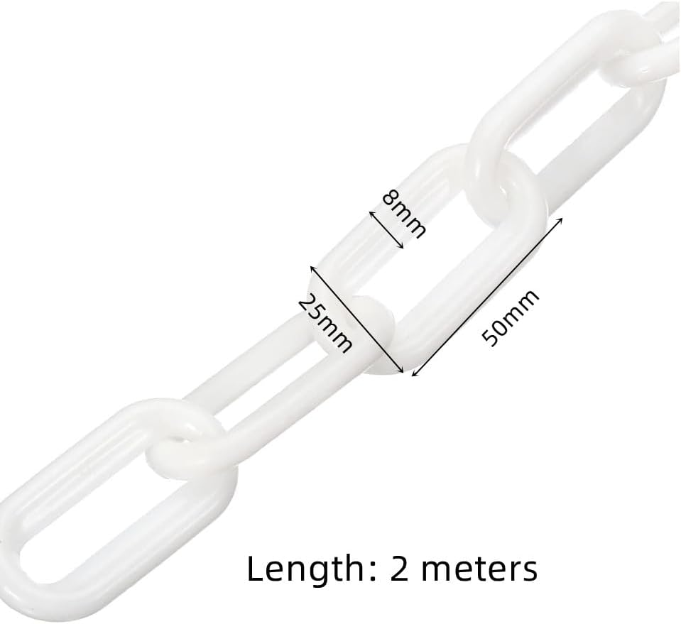 Naisfei Polyethylene Barrier Chain, White, 8 Mm Diameter 2 M Length Polyethylene Chain Barrier, Safety Link Chain Stanchion for Crowd Control at Driveway Elevator Parking Lot. image number 3