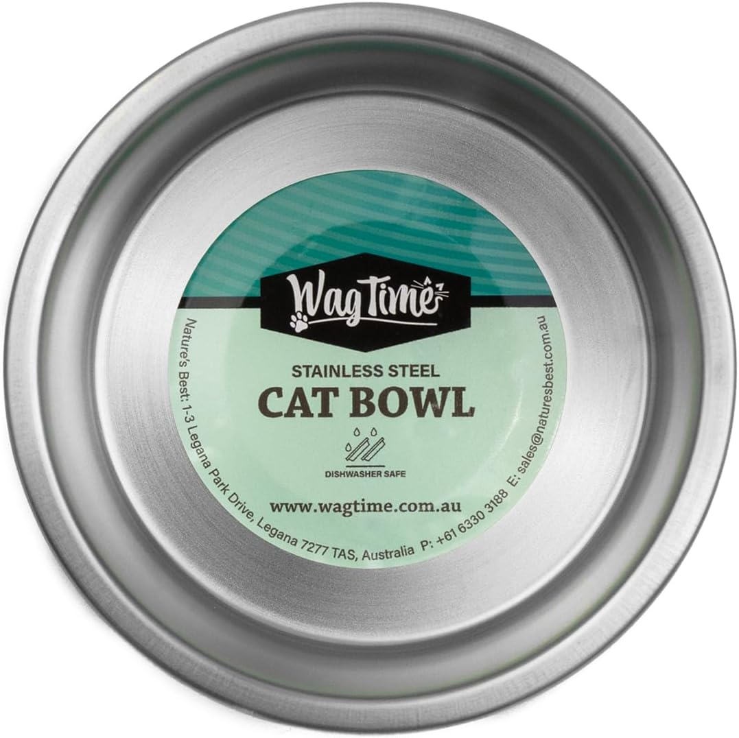 Wagtime Pink Stainless Steel Cat Bowl - Durable & Easy to Clean, Variety of Sizes, Non-Slip Base - Perfect for Food & Water, Ideal Pet Accessory image number 1