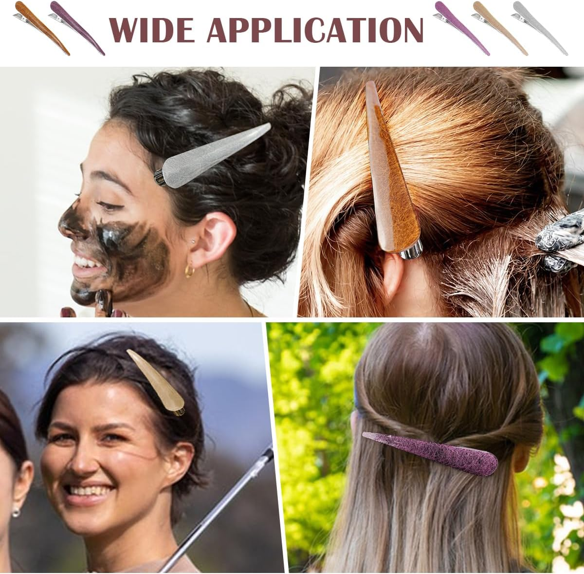 FERCAISH Pack of 5 Non-Slip Duckbill Hair Clips, Large Acrylic Horn Clip, Crocodile Clips, Hair Metal, Colourful Long Alligator Hair Clips for Women and Girls image number 2