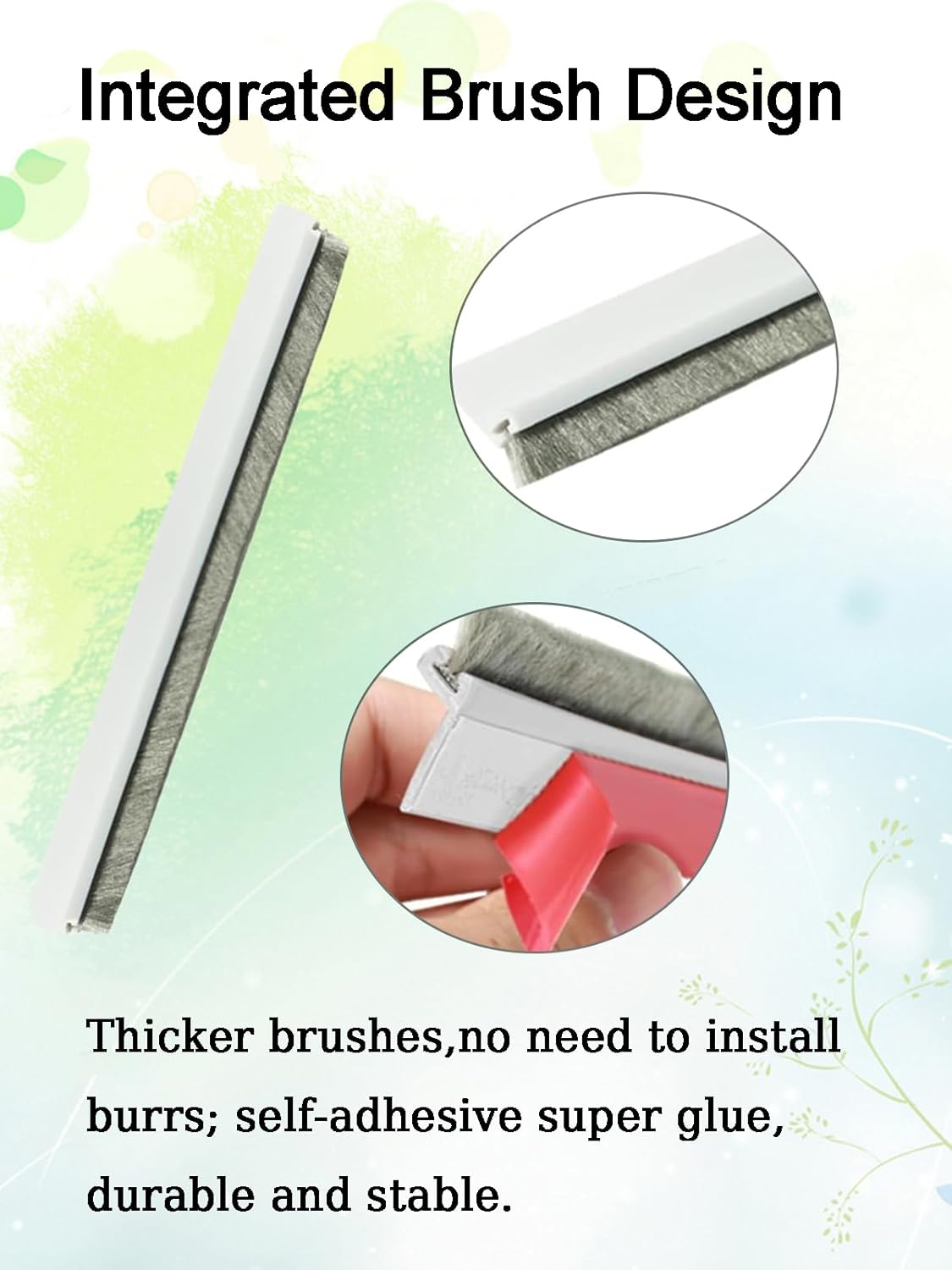 Door Sweep Brush Seal 39" - Self Adhesive Draft Stopper for Bottom of Door - White, Integrated Design for Noise and Air Insulation image number 1