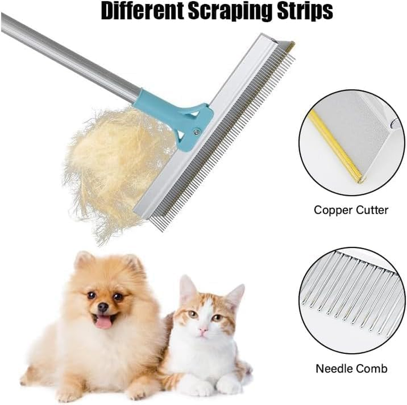Double Sided Pet Hair Removal Carpet Rake with 55" Adjustable Long Handle for Low Pile Rugs, Couch, Mats and Furniture, Restore Carpet Fluffiness image number 3