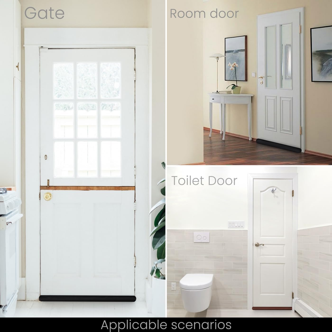 Door Seal & Draft Stopper - 37 Inch under Door Gap Blocker for Thermal Insulation, Noise Reducing, Particle Protection- Black image number 5