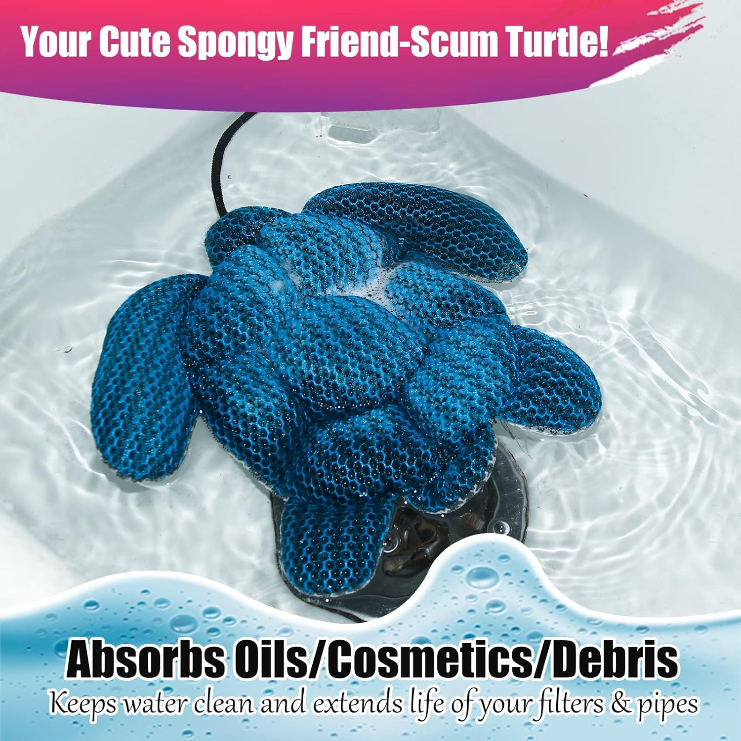ANSLCA Hot Tub Scum Absorber, Scum Turtle Hot Tub Cleaner Hot Tub Sponges to Soak up Oils- Must Have Hot Tub Accessories for Adults Hot Tub Scum Sponge- Keeps Your Hot Tub Water Clean and Clear image number 1