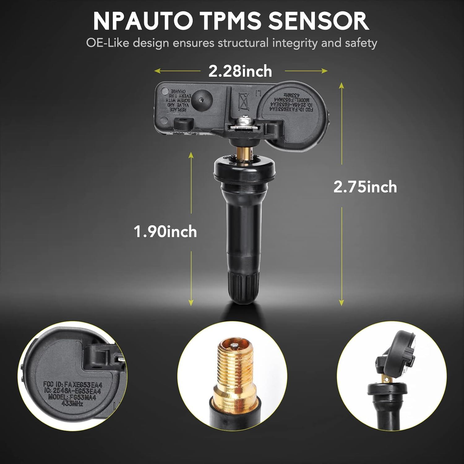 56029398AB TPMS Sensors Replacement for Chrysler Jeep Fiat Dodge Ram, Fits Charger Challenger Grand Cherokee Wrangler Tire Pressure Monitoring System OE#68142397AA 68241067AA 68241067AB 433Mhz, 4Pcs image number 4