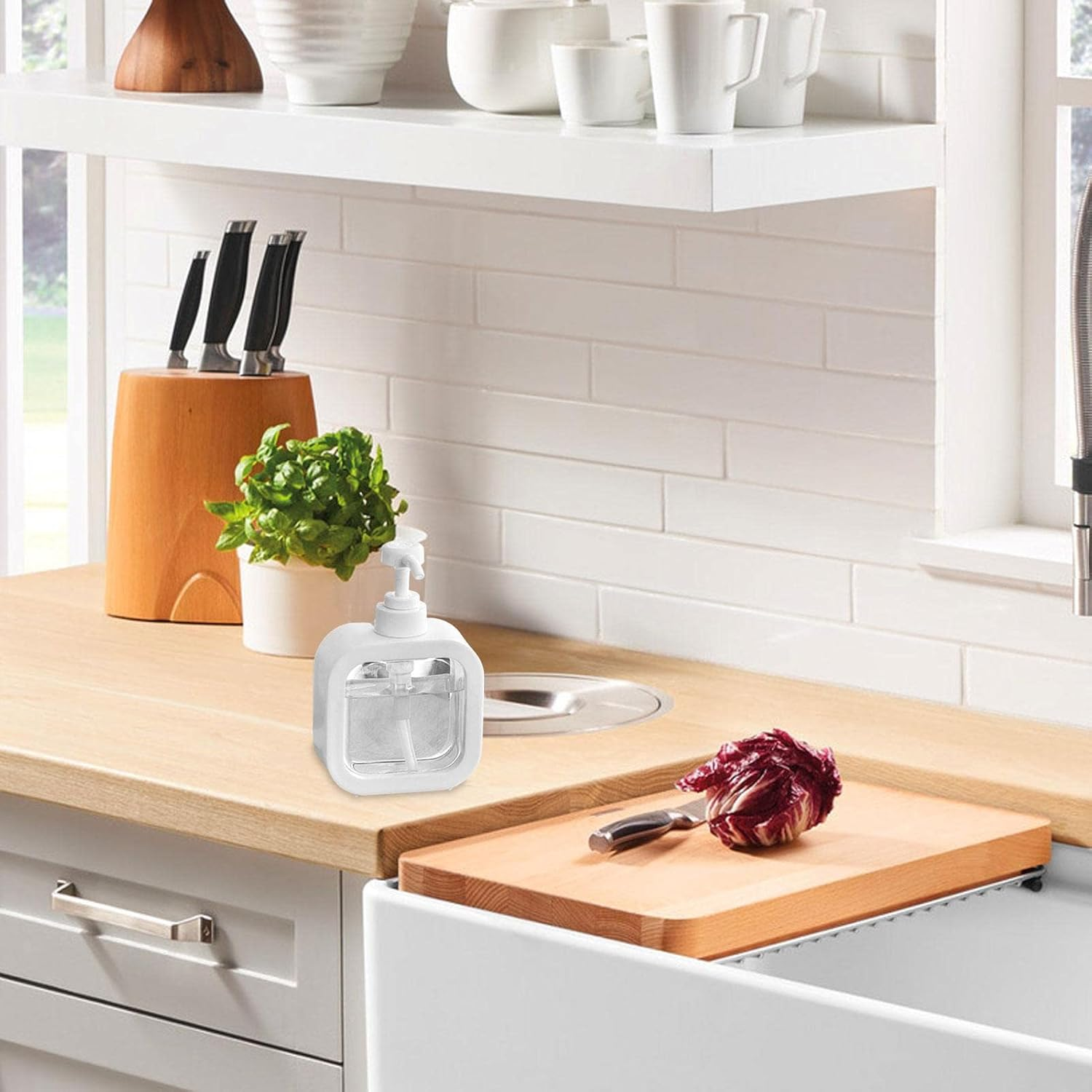 M/B Liquid Soap Dispenser - Clear Square 300Ml/500Ml Pump Dispenser for Kitchen/Bathroom image number 4