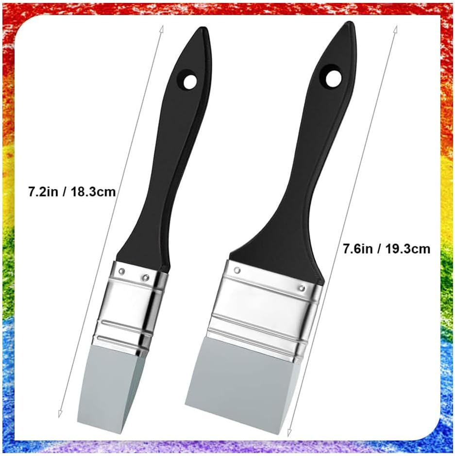 Pichcppo 2Pcs Silicone Paint Brushes, Sturdy Flat Silicone Paint Brush, Flexible, Wide & Narrow, for Acrylic Paints, Grey image number 3