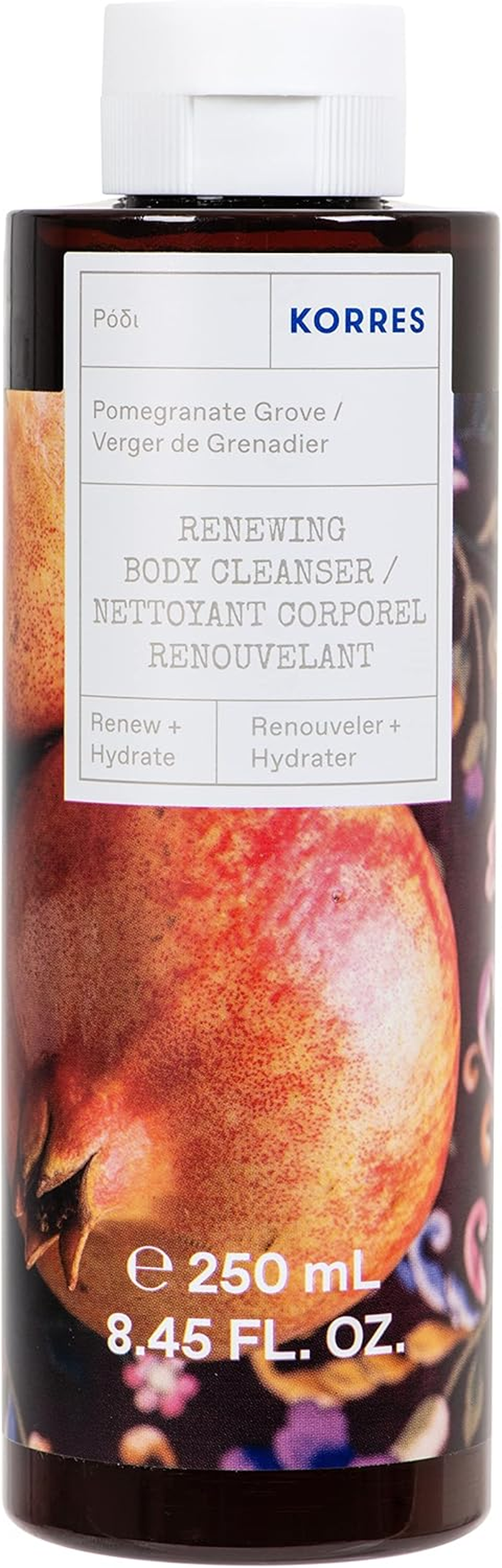KORRES Pomegranate Grove Revitalising Shower Gel with Active Aloe Vera, with Fruity Aroma of Juicy Pomegranates, Dermatologically Tested, Vegan, Silicone and Paraben Free, 250 Ml
