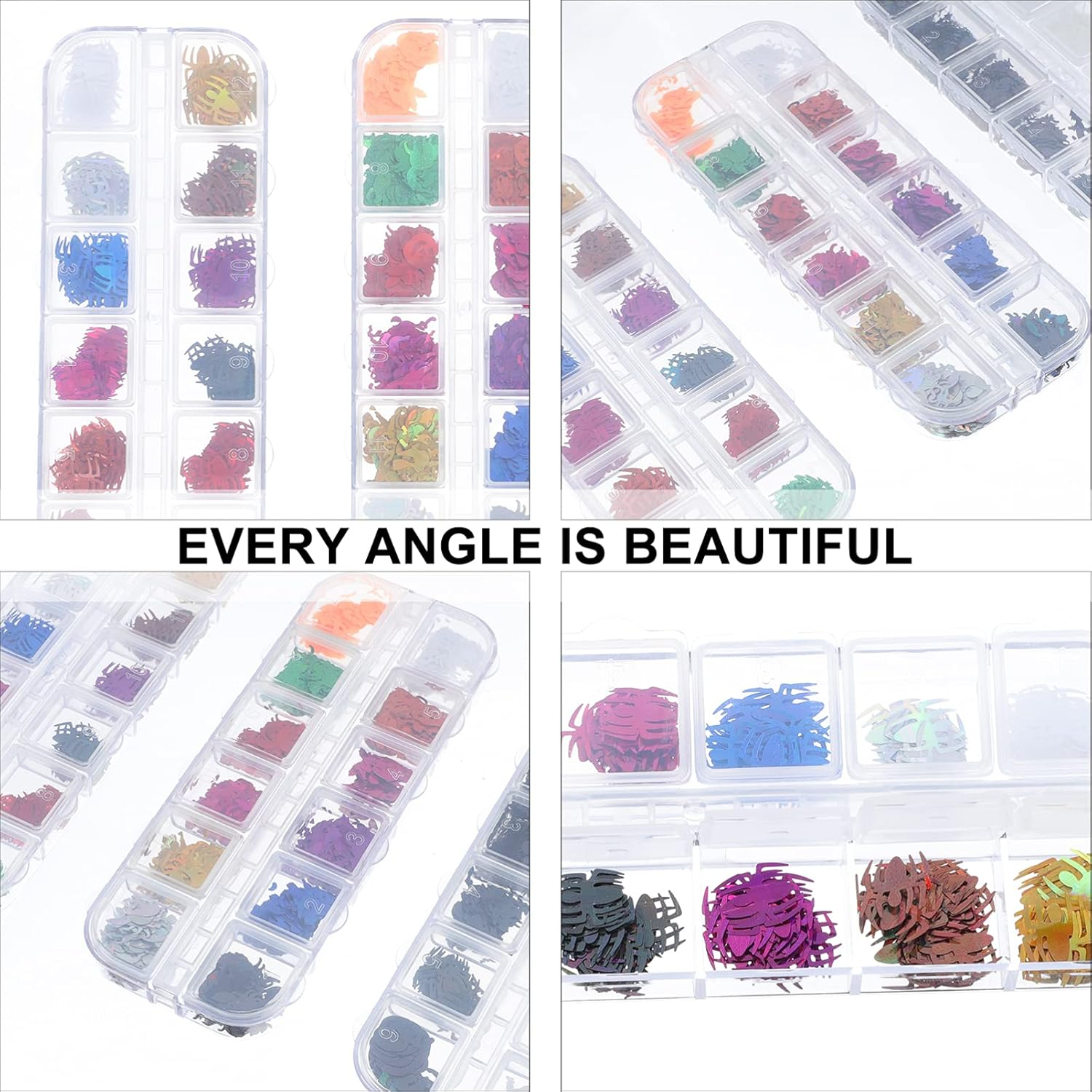 Vaguelly Halloween Nail Art Glitter Skull Pumpkin Colors Spider Glitter Nail Decoration Party Manicure Stickers image number 6