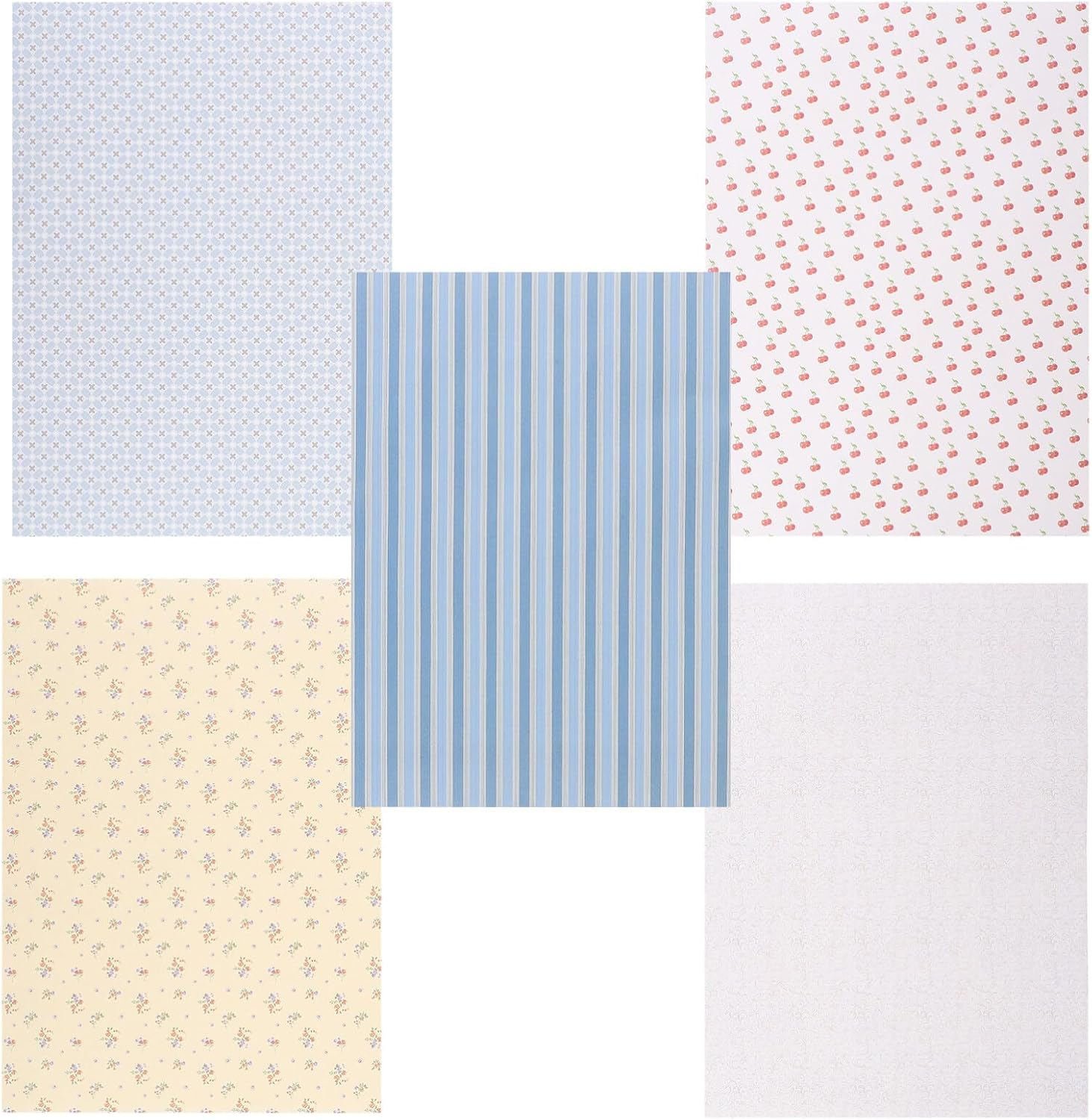 Abaodam 5 Sheets Dollhouse Wallpapers Miniature Wallpaper: Dollhouse Floorboards Flower Cherry Striped Doll House Carpet Peel and Stick Vinyl Film Floor Tile Sticker for Doll House Accessories image number 4