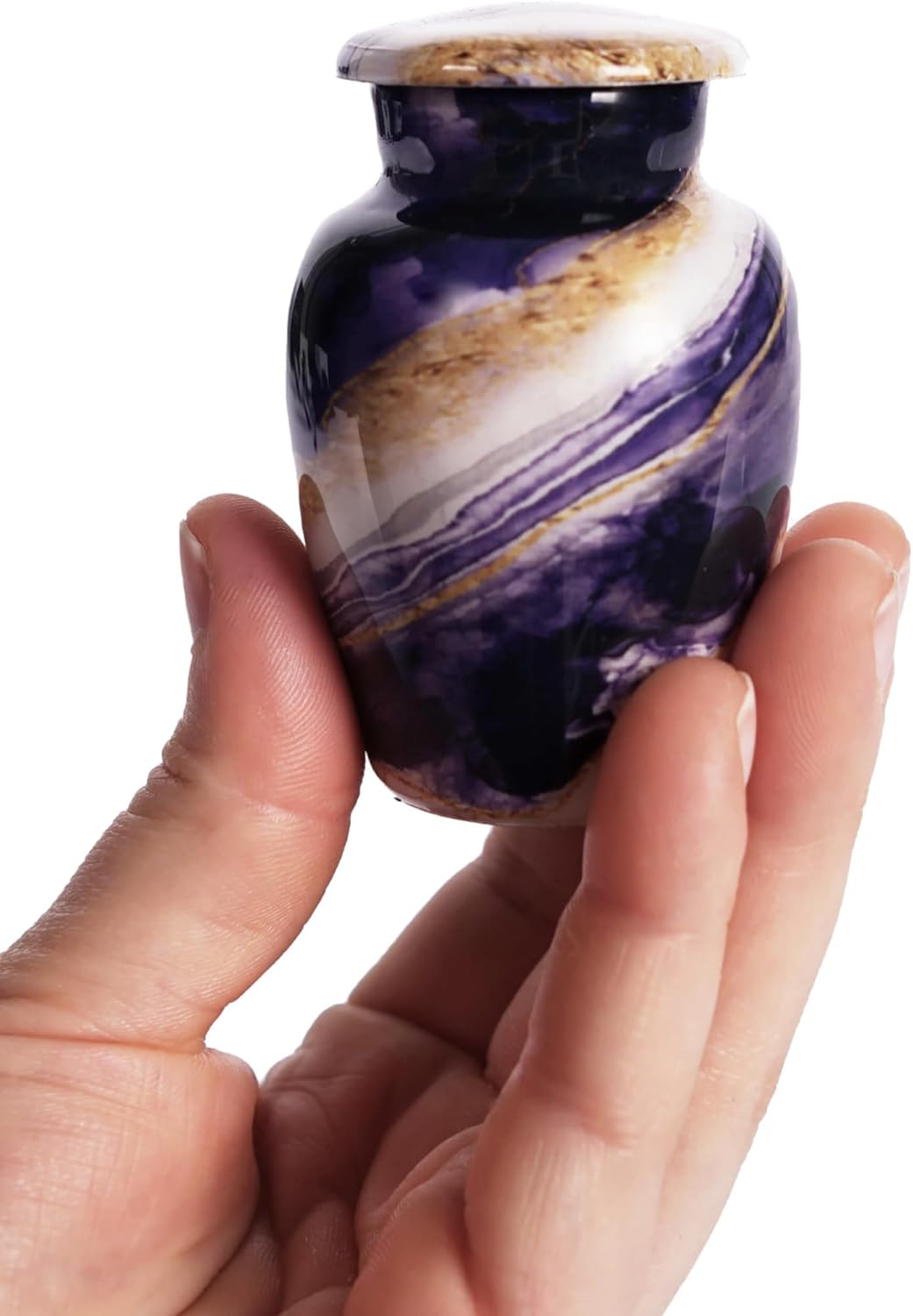 Dream River &ndash; Set of 4 Small Keepsake Cremation Urns for Human Ashes &ndash; Mini Funeral Urns for Ashes &ndash; Navy Blue image number 3