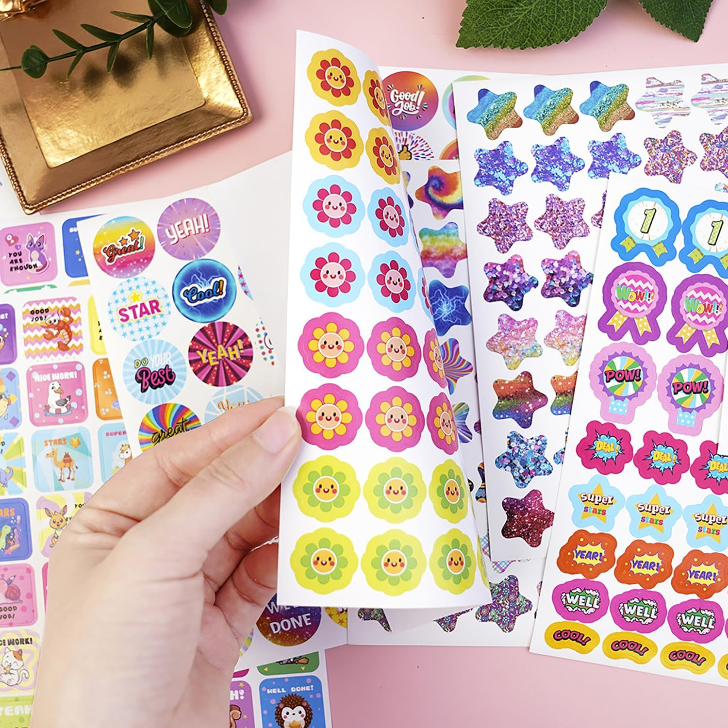 OSYLICT Reward Stickers for Kids,844Pcs Incentive Motivational Sticker,Cartoon Animals Star Praise Positive Encouragement Stickers for Home School Classroom Elementary Gifts image number 6