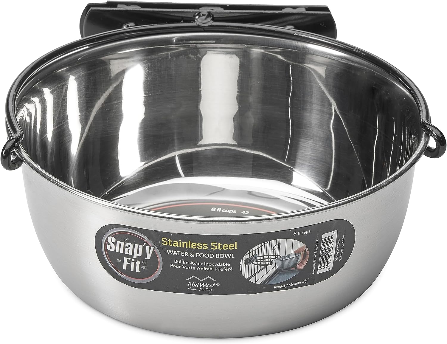 Midwest Homes for Pets Snap'Y Fit Stainless Steel Food Bowl/Pet Bowl, 2 Qt. for Dogs & Cats image number 5