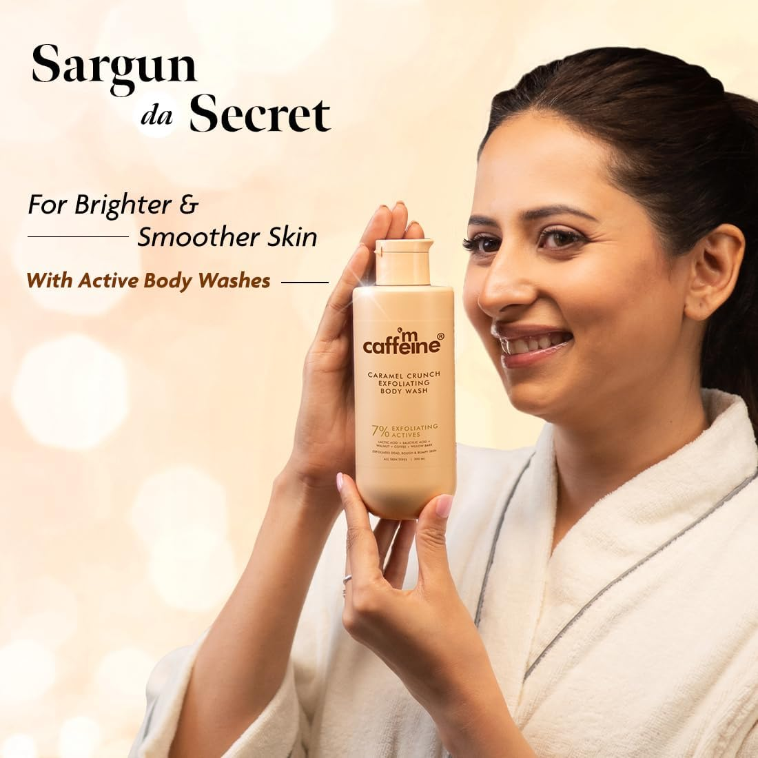 Mcaffeine 7% Exfoliating Body Wash with 1% Salicylic 2% Lactic Acid | Reduces Body Acne, Strawberry Skin, Ingrown Hair & Smoothes | Sweet Caramel Shower Gel for Women & Men- All Skin Types (300Ml) image number 5