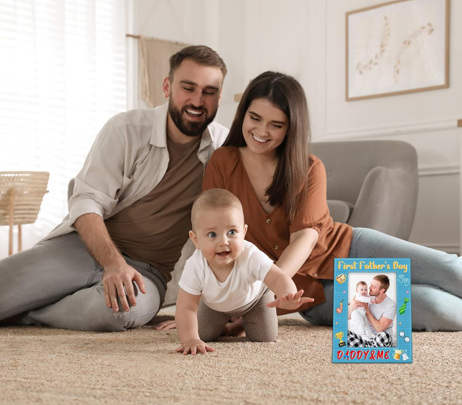 Daddy and Me First Fathers Day Picture Frame 1St Father&rsquo;S Day Photo Frame Gifts for New Dad Newborn Baby First Time Dad Photo Frames from Daughter Son Baby Nursery Decor image number 2