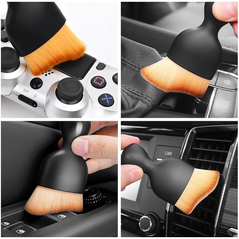 2PCS Car Interior Cleaning Brush with Cover Automotive Dusting Tool Soft Bristle Detailing Brush for Car Dashboard, Airconditioning Vents, Screen,Seats & Beauty Foundation Brush image number 3