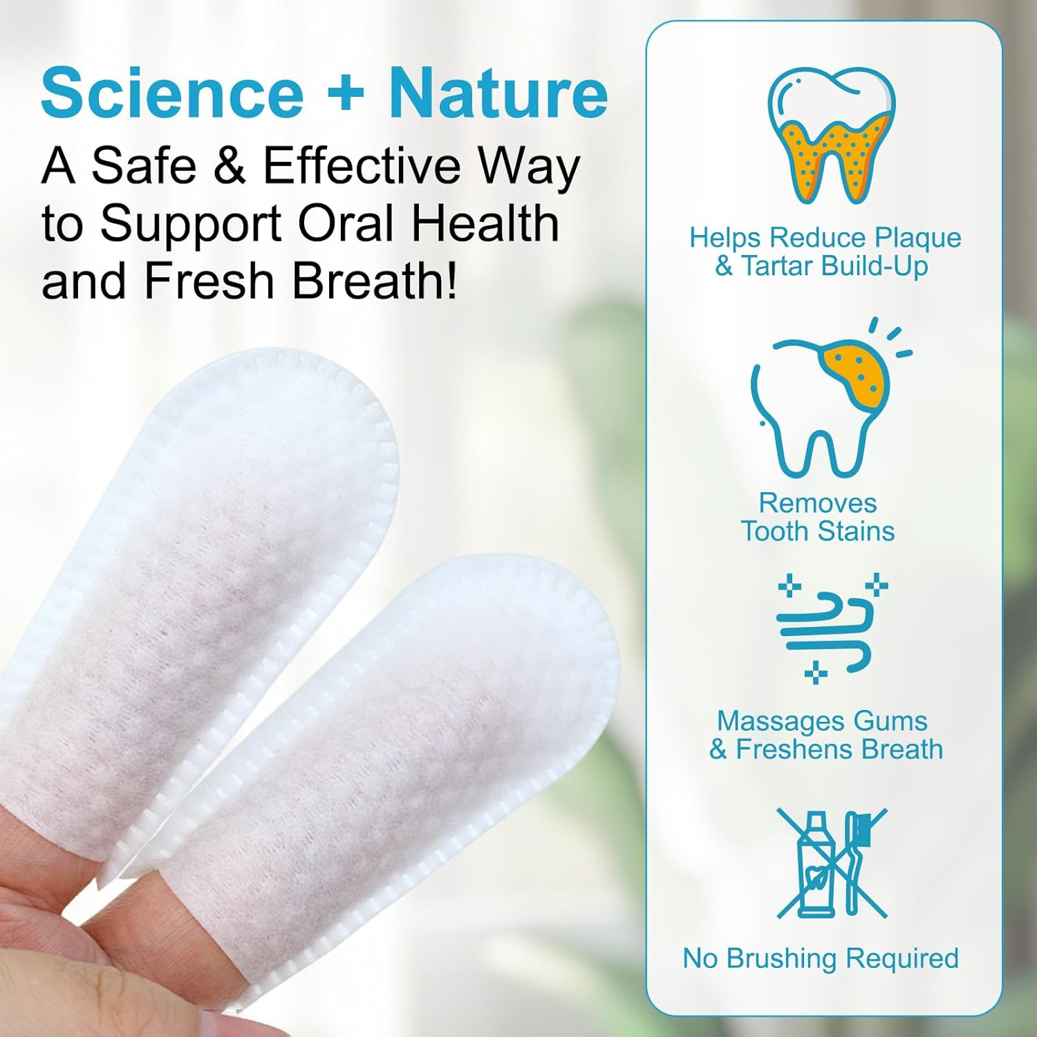 Dog Dental Care Wipes - Cat & Dog Teeth Cleaning Finger Wipes - Reduces Plaque & Freshing Breath - Disposable Pet Wipes - 50 Count image number 4