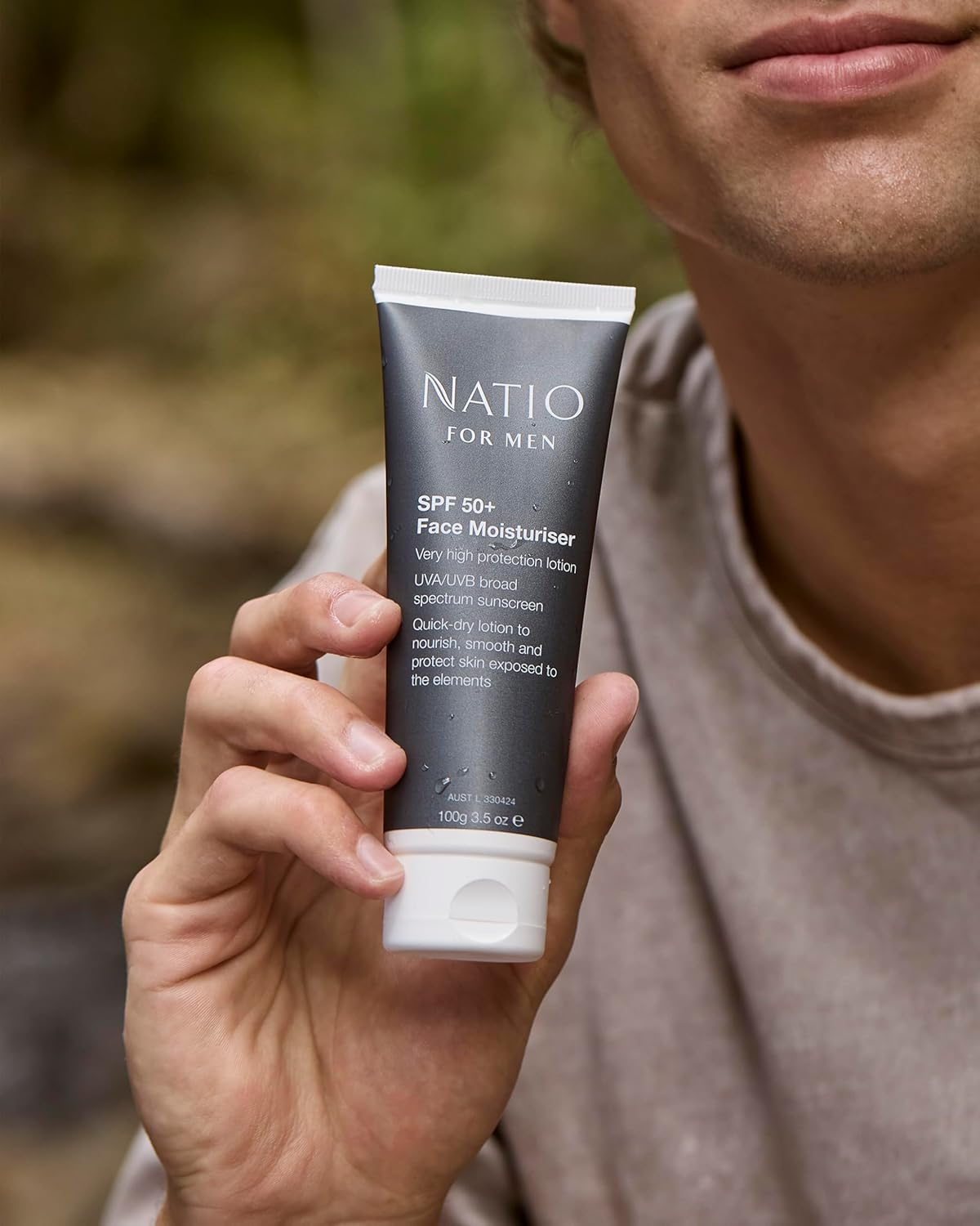 Natio Australia Natio Australia for Men SPF 50+ Face Moisturiser 100G - 2-In-1 Face Moisturiser & Sunscreen for Men - Broad Spectrum UVA/UVB Protection, Non-Greasy, Quick-Drying - Made in Australia