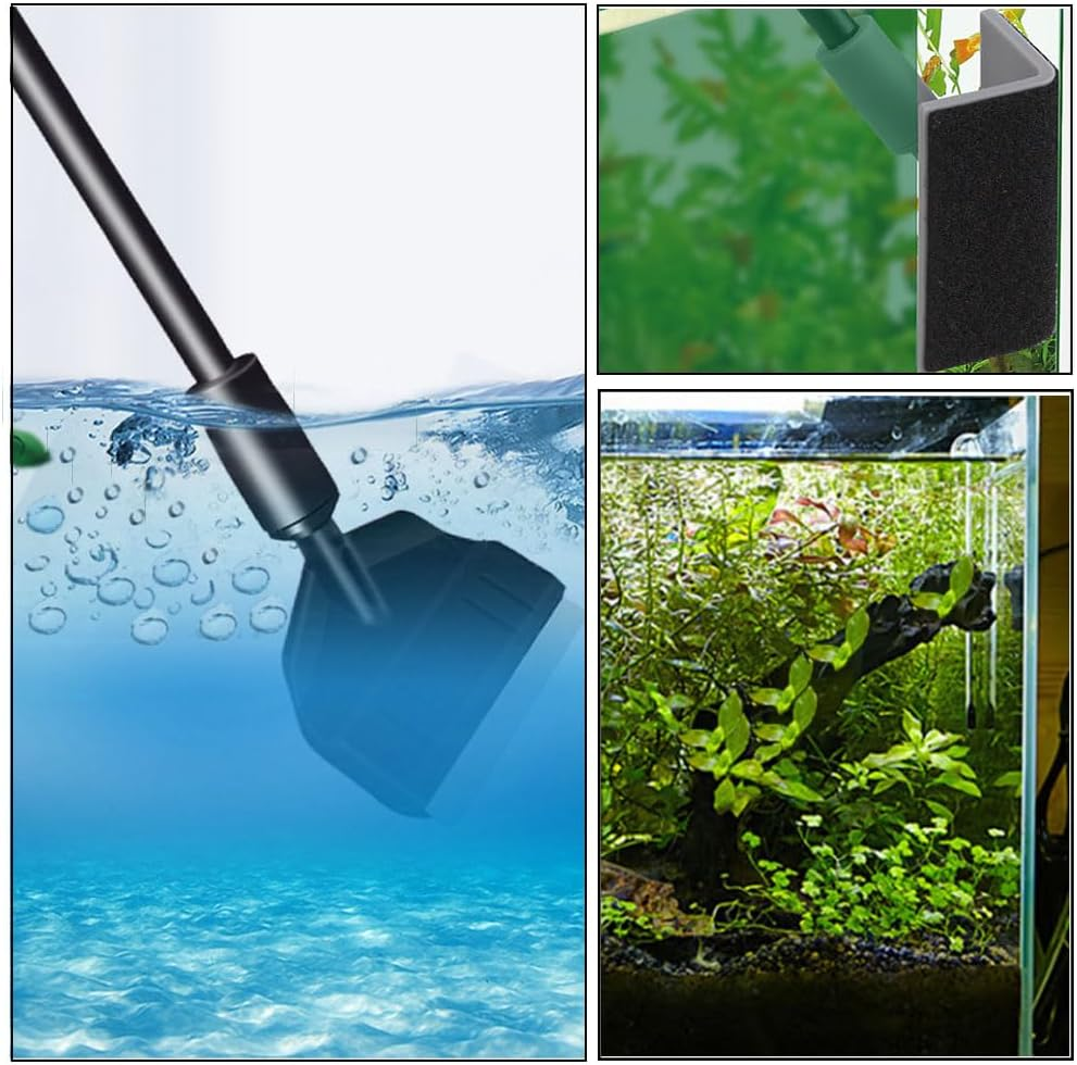 3 in 1 Aquarium Cleaning Tools Aquarium Tank Clean Set Fish Net Gravel Rake Algae Scraper Fork Sponge Brush Glass Cleaner, Multi-Use Fish Tank Cleaning Tools Kit, Aquarium Clean Set image number 3