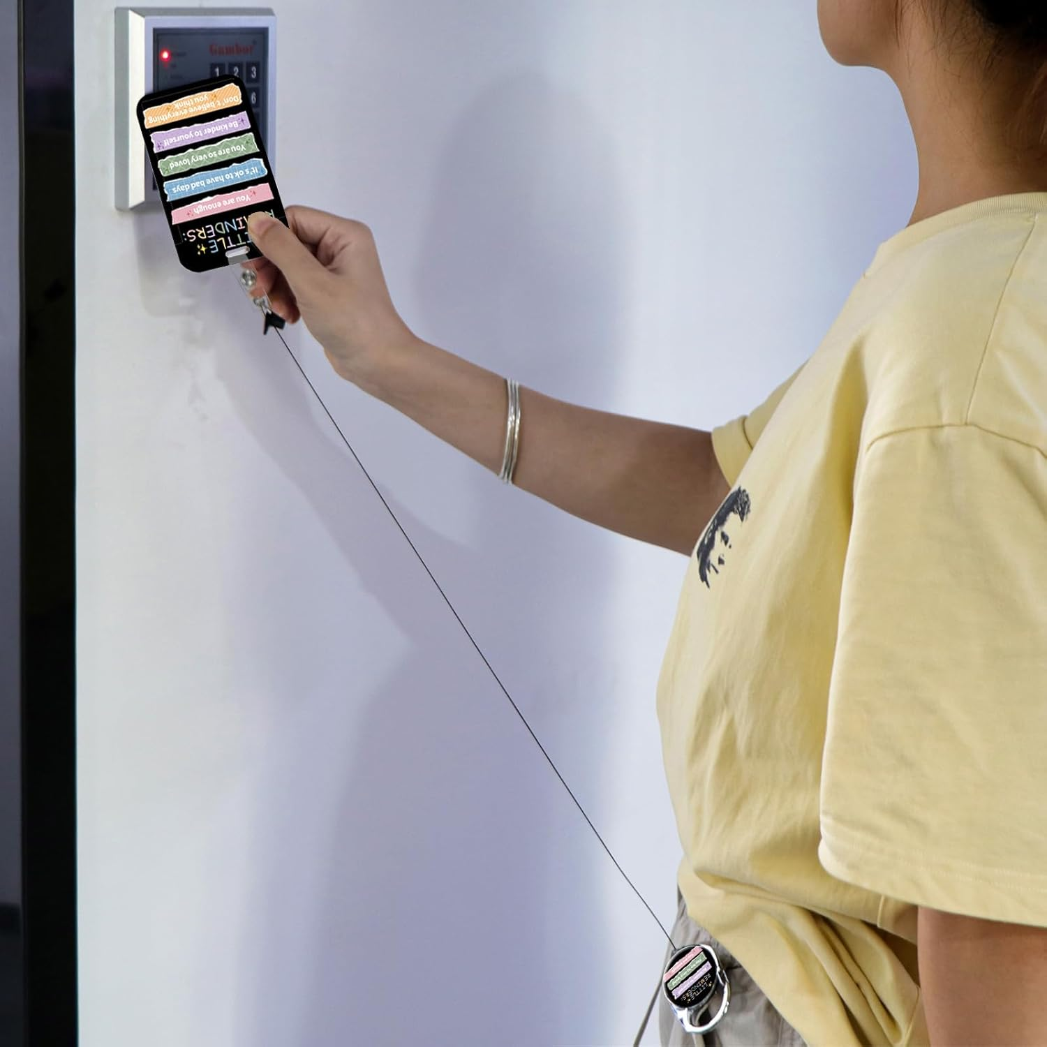 Pink Badge Holder Lanyard Cute Aesthetic Keychain Lanyard for Women Girls Teachers Kids for ID Badge & Keys Preppy School ID Holder(Positive Quote) image number 5