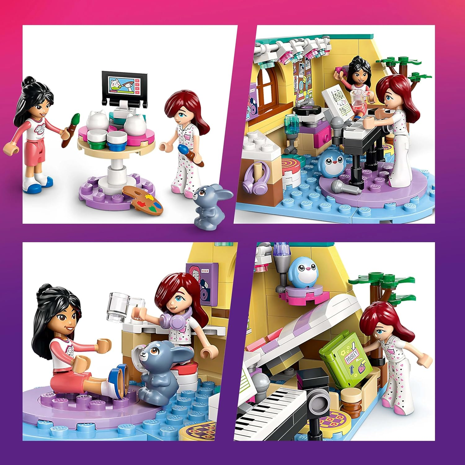 LEGO Friends Paisley&rsquo;S Room 6 Year Old Girl Toy, with 2 Mini-Doll Characters, Building & Construction Kids Set with Bunny Animal Figure, Musical Instruments and Dolls' House Accessories, 42647 image number 4