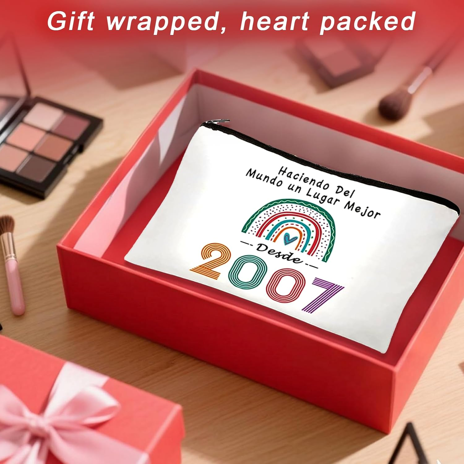 18Th Birthday Gift Cute Small Makeup Bag Large Capacity Rainbow Makeup Bag Fun Zipper Bag Portable Toiletry Bag Girl Birthday Gift Idea for Storage Storage for Girls and Women