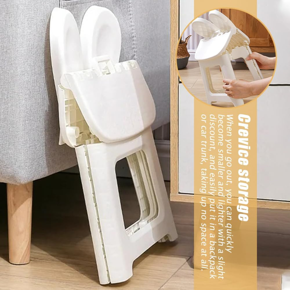 Kids Back Folding Stool,Kindergarten Learning Stools,Rabbit Shape Chair,Stepping Stool,Multifunctional Bathroom Stool,Stool with Carrying Handle,For Children image number 2