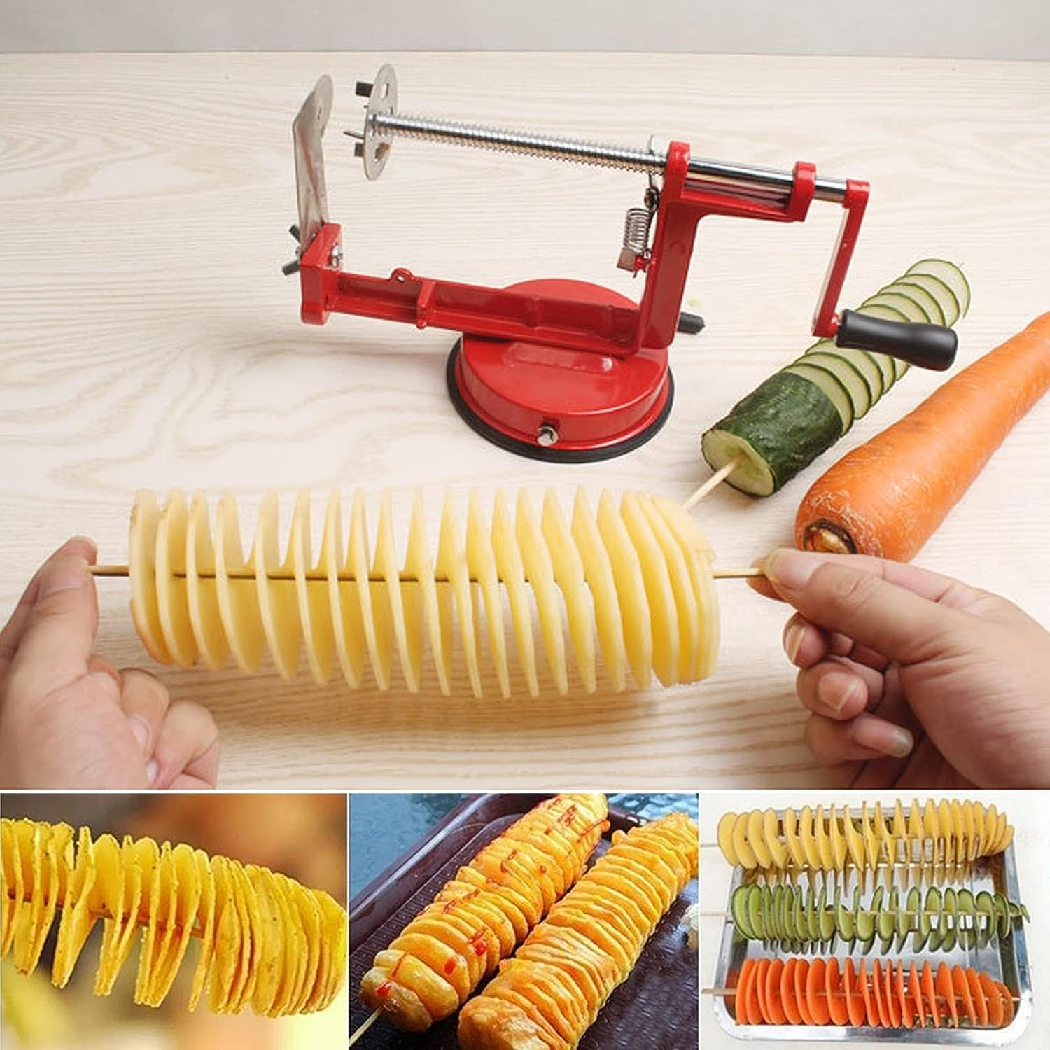 Tornado Potato Spiral Cutter, Stainless Steel Manual Potato Spiral Twister, Incisive Time Saving Vegetable Cucumber Slicer for Kitchen Cooking image number 2