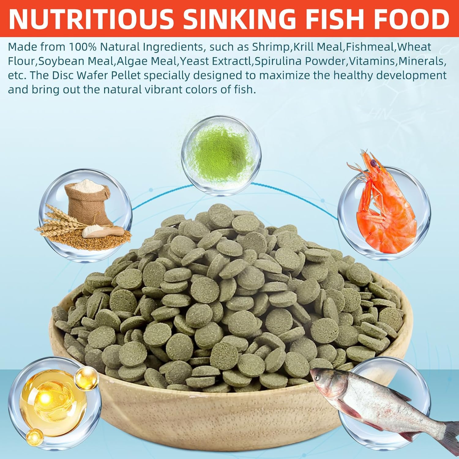 Aquarium Fish Food, Nutritionally Balanced Shrimp Fish Food, Daily Diet for All Bottom Feeders, Fresh Seafood Formula, 1.76 Ounces